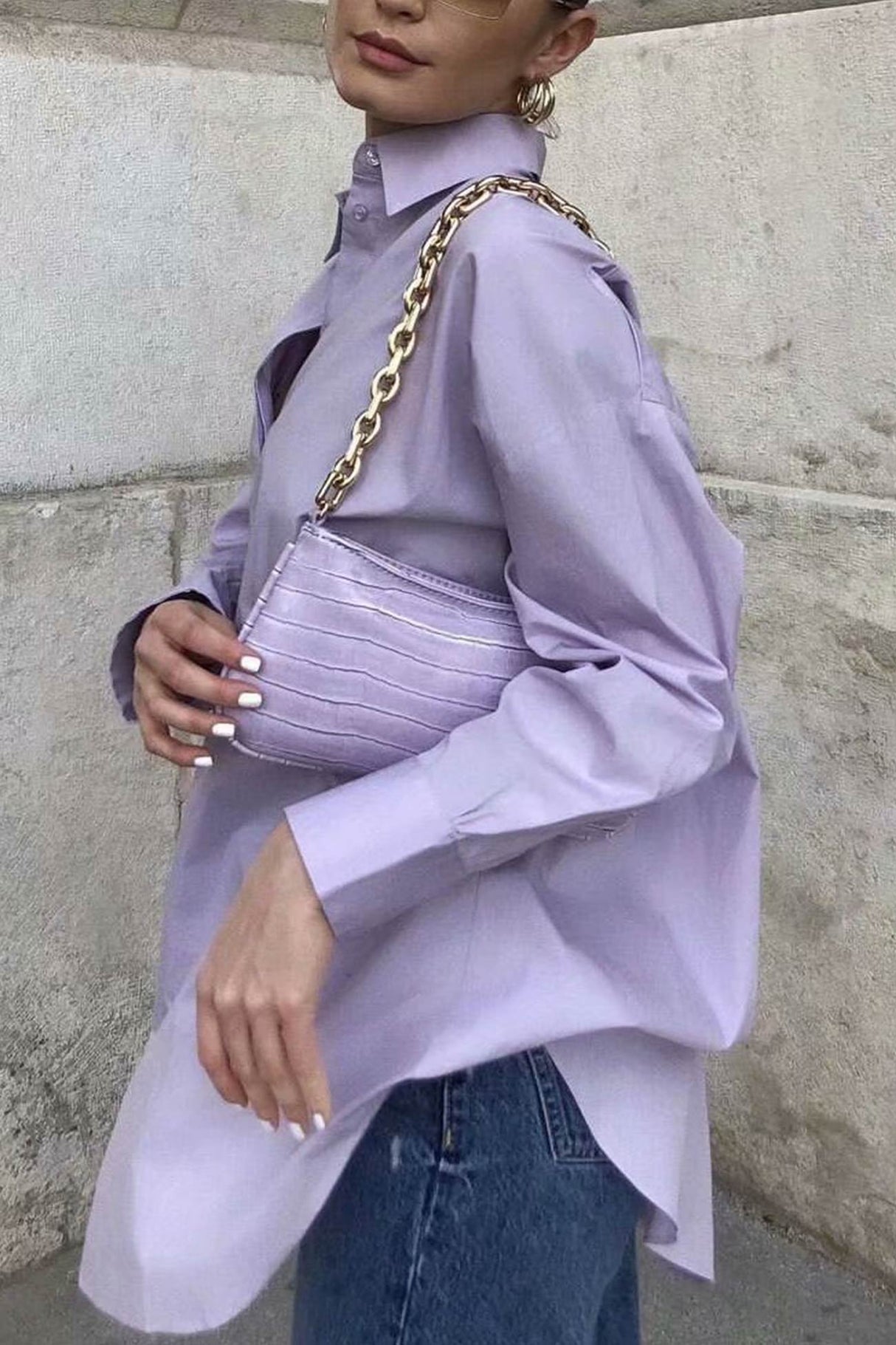 Candy Color Mid-length Cotton Blouse