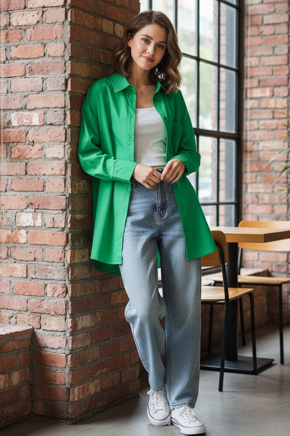 Candy Color Mid-length Cotton Blouse