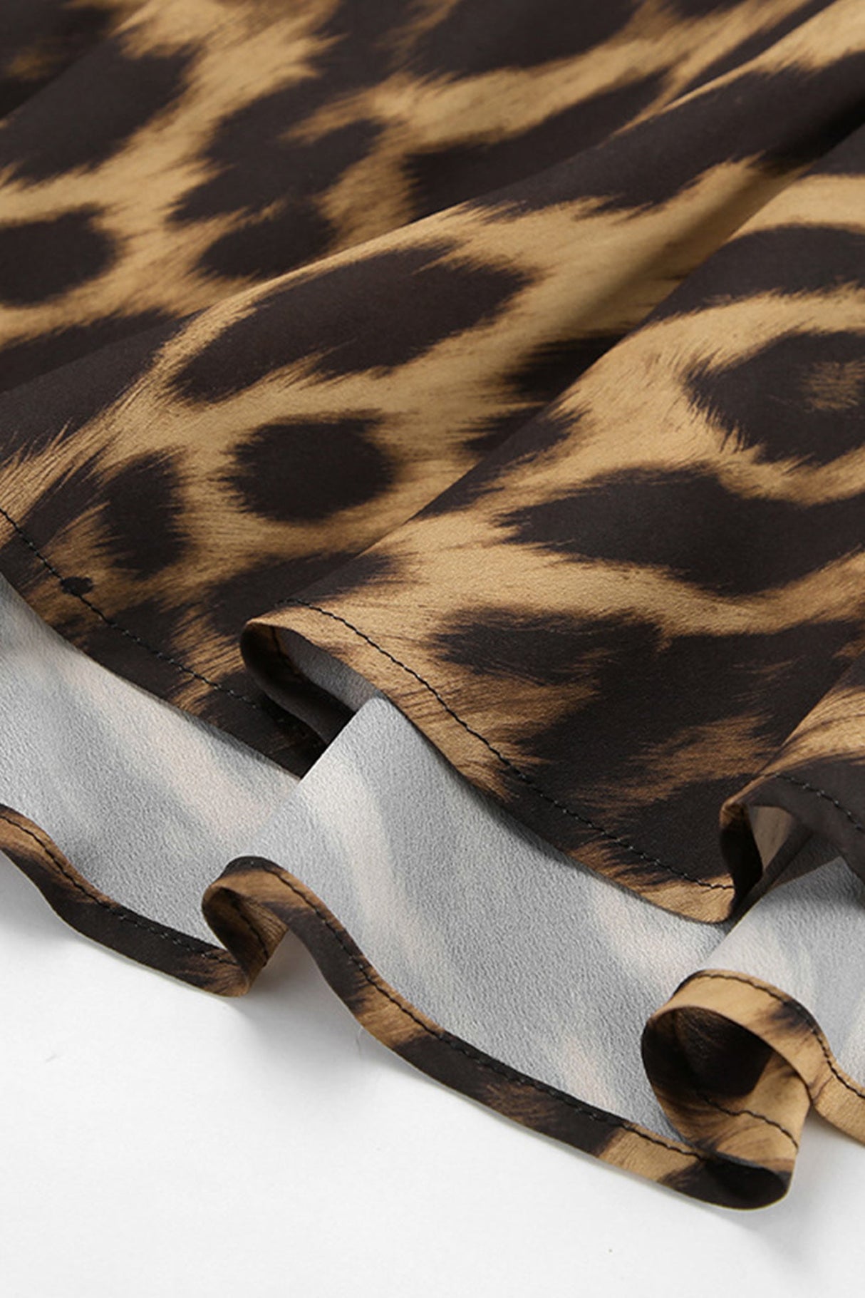 Arolora chiffon-leopard-print-fishtail-midi-skirt