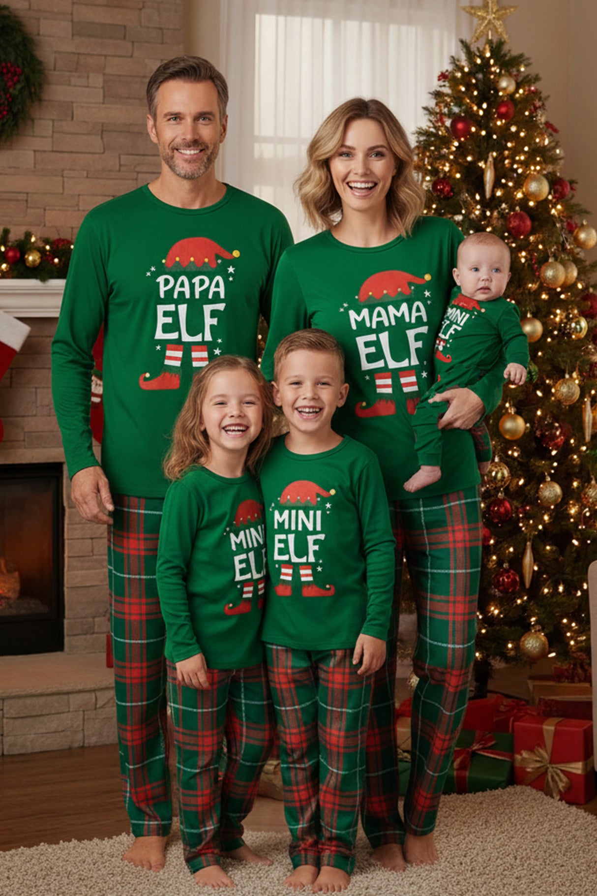 Christmas Elf Print Family Pajama Sets