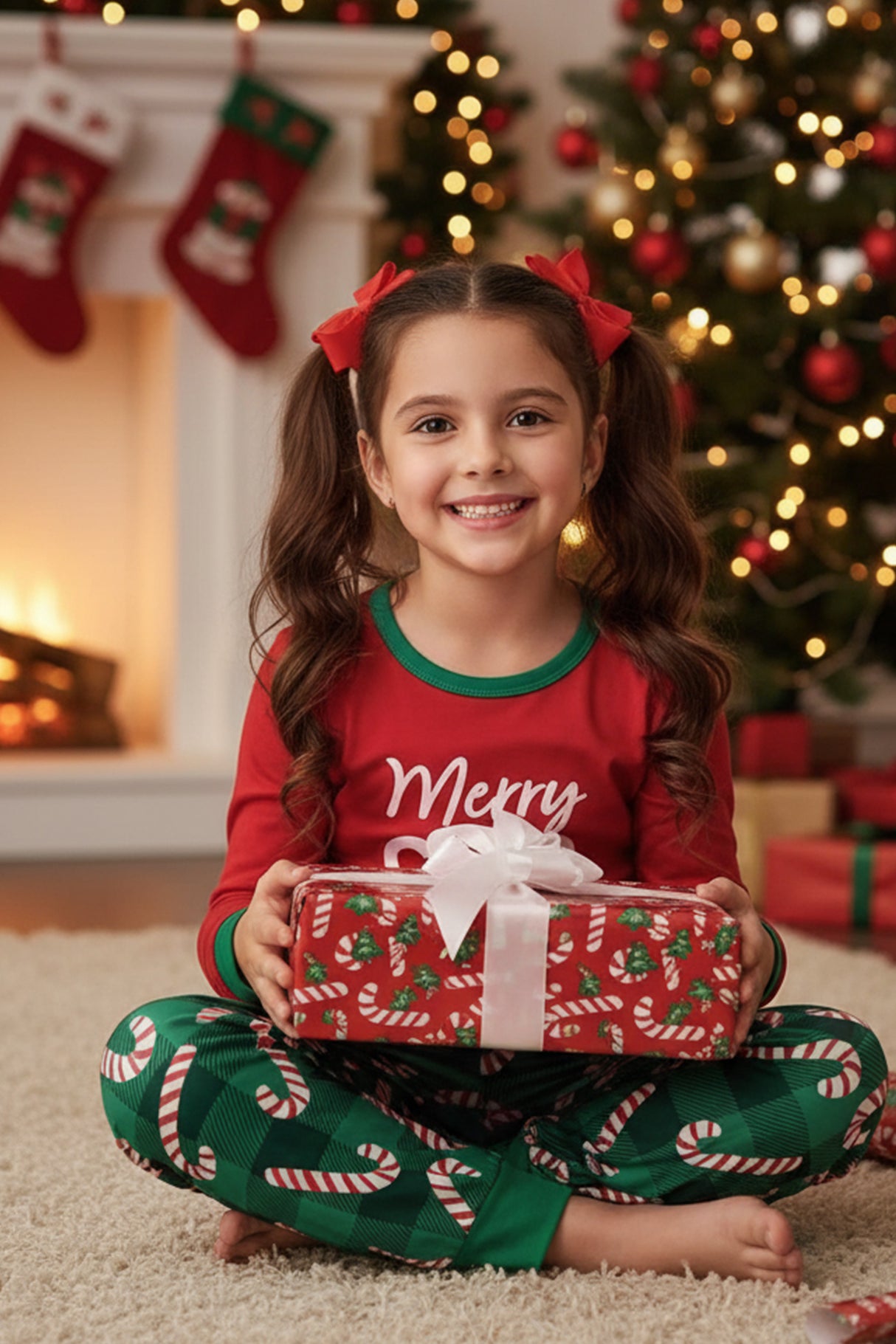 Christmas Letter Prints Family Pajama Sets