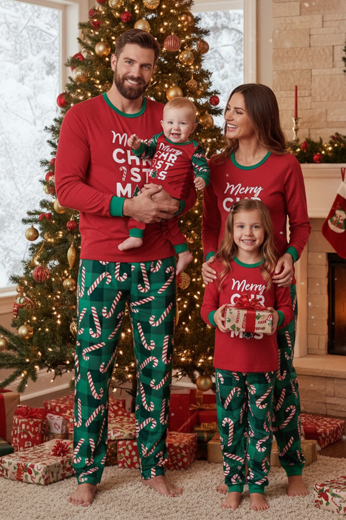 Christmas Letter Prints Family Pajama Sets