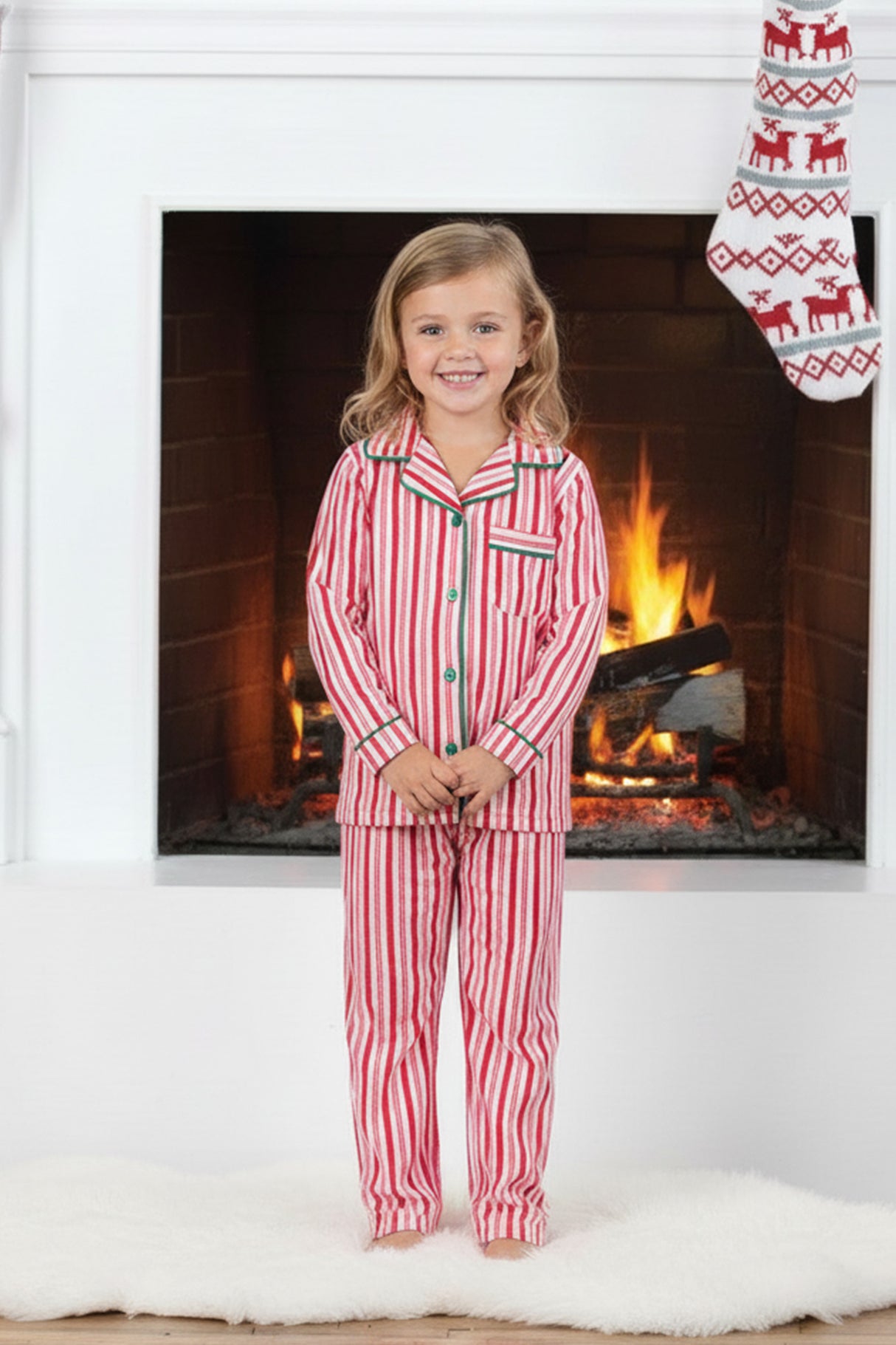 Christmas Pink Striped Family Pajama Sets