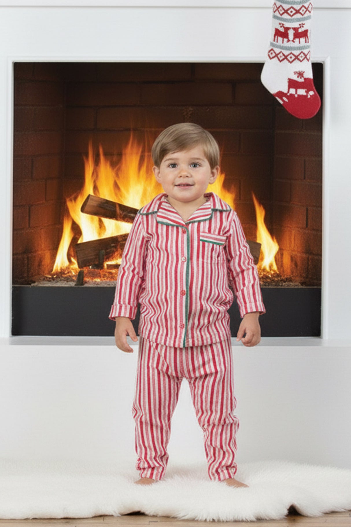 Christmas Pink Striped Family Pajama Sets