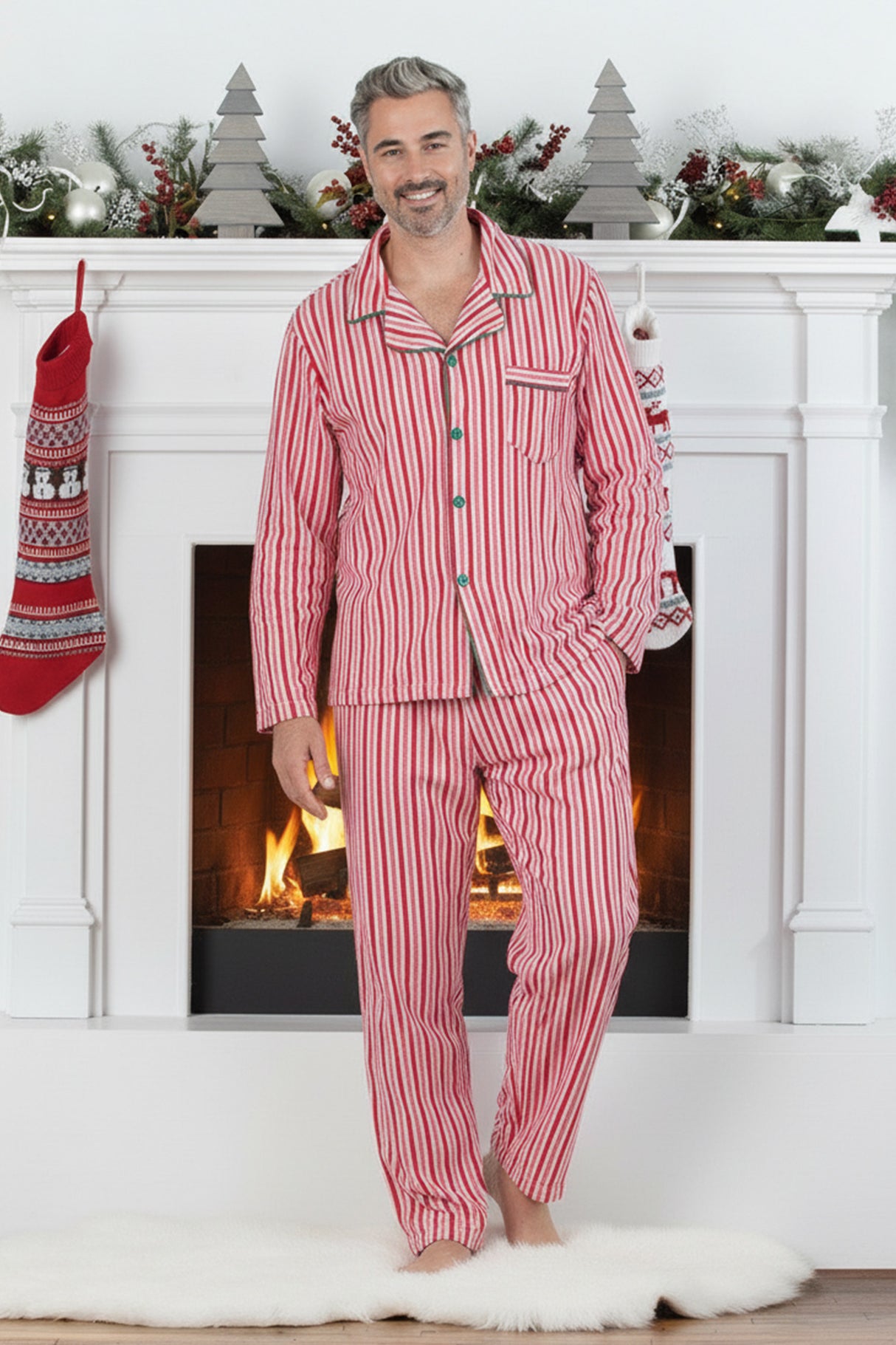 Christmas Pink Striped Family Pajama Sets