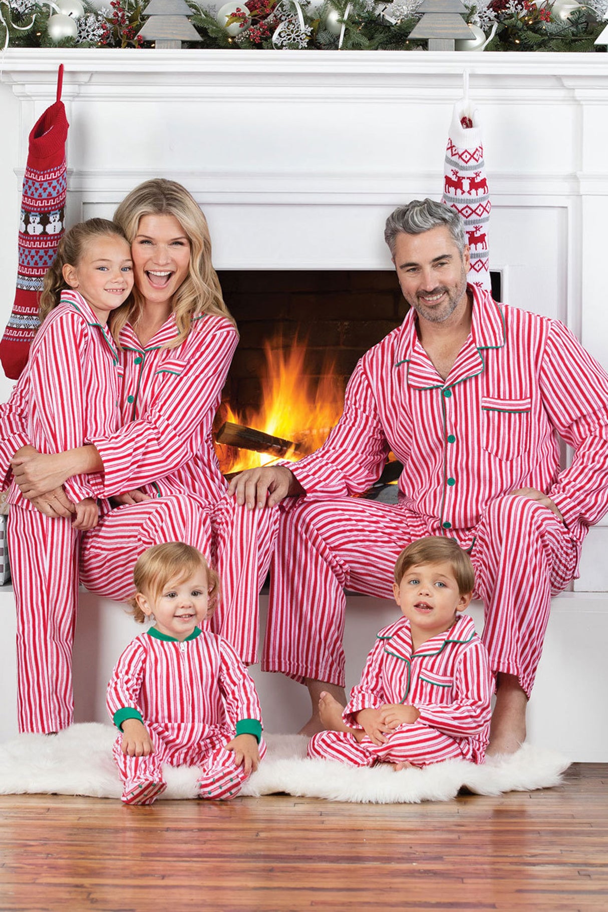 Christmas Pink Striped Family Pajama Sets