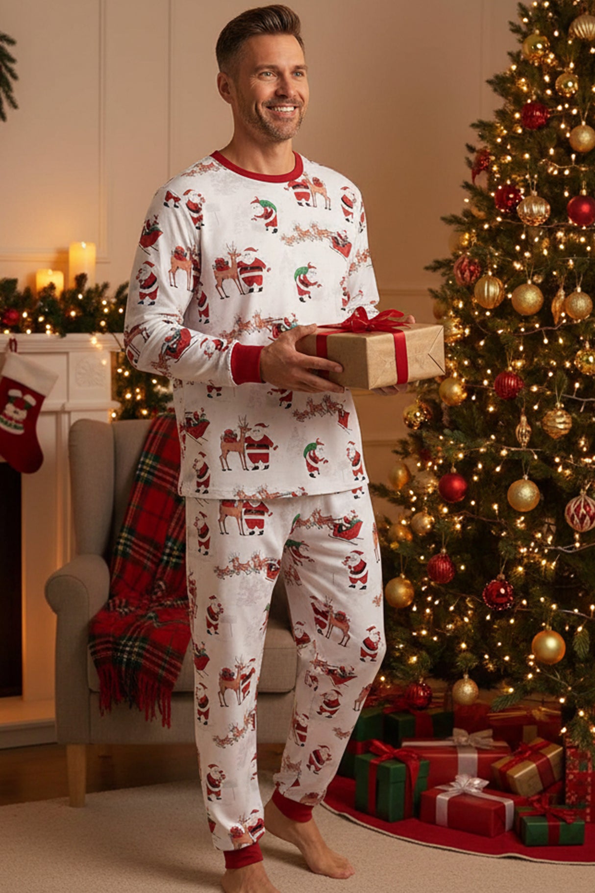 Christmas Santa Print Family Pajama Sets