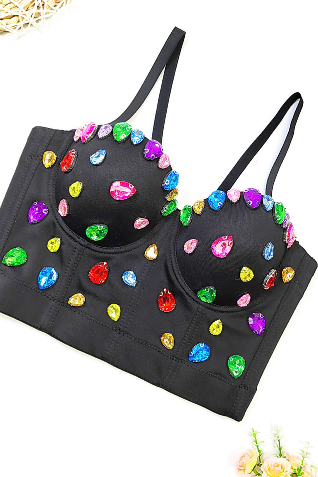 Colorful Rhinestone Corset Cami Top