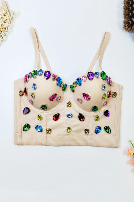 Colorful Rhinestone Corset Cami Top