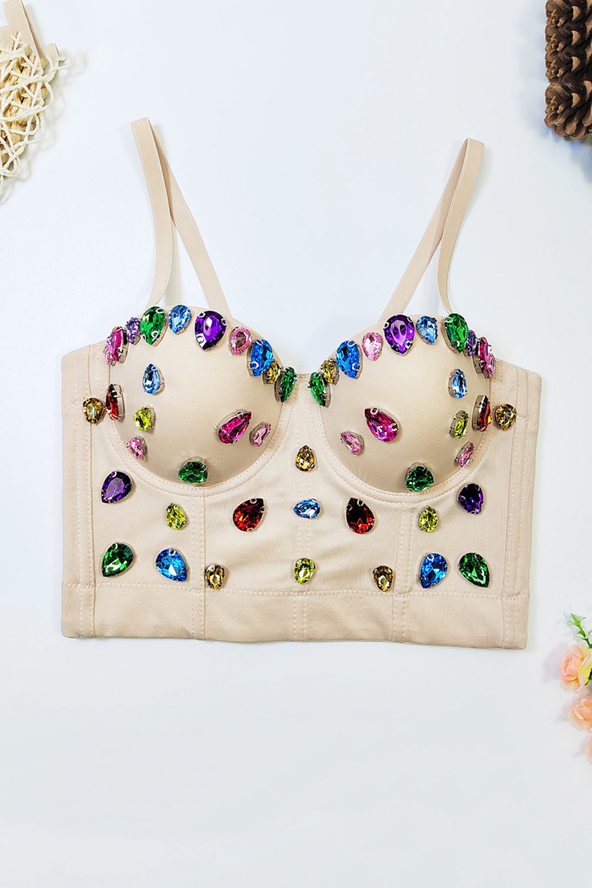 Colorful Rhinestone Corset Cami Top