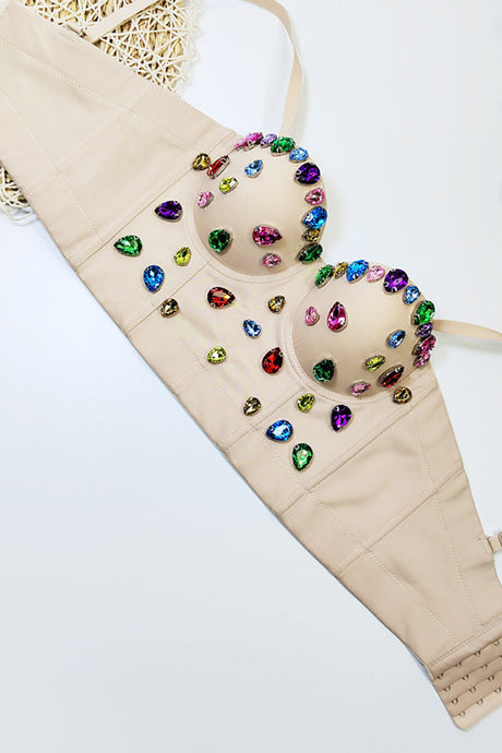 Colorful Rhinestone Corset Cami Top