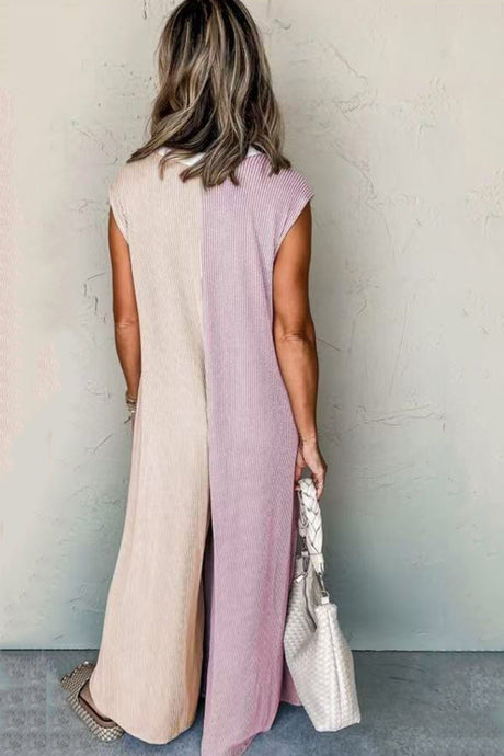 Arolora Contrast Color Sleeveless Jumpsuits