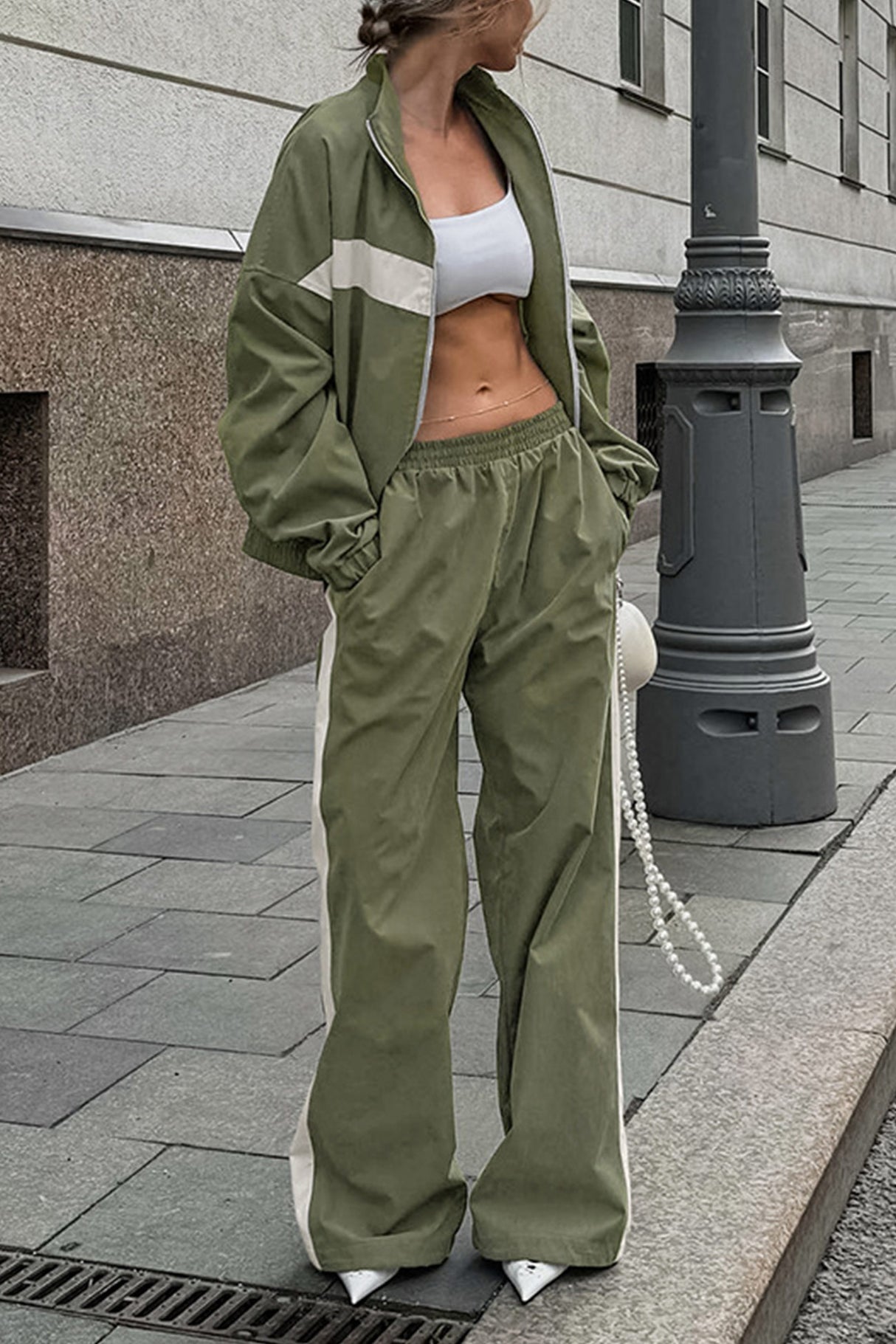 Contrast Stand Neck Tracksuits