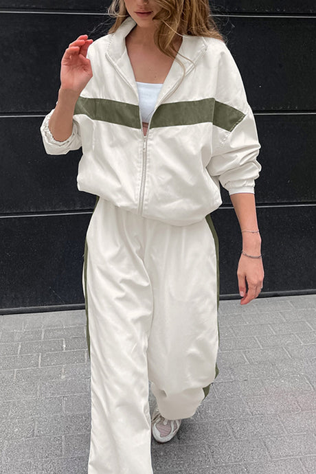 Contrast Stand Neck Tracksuits