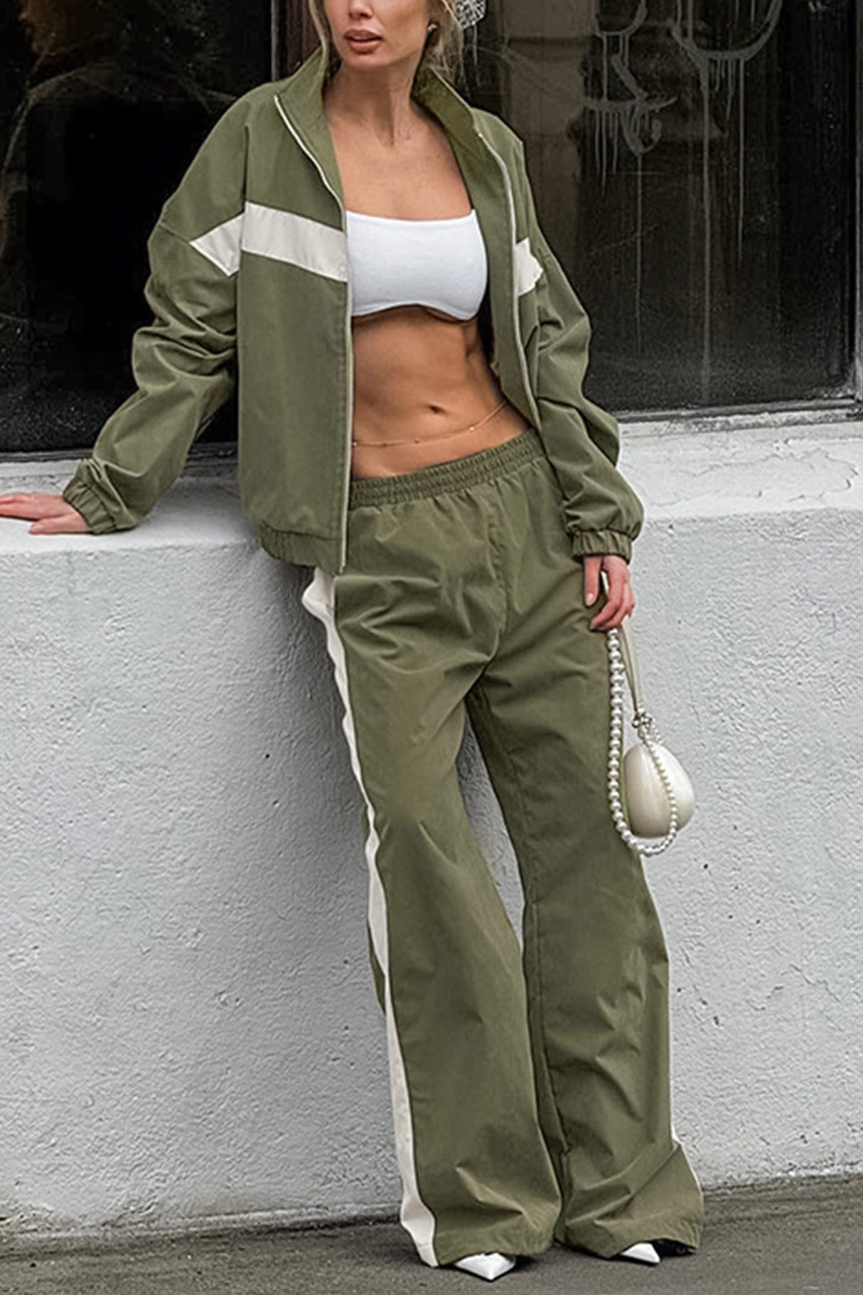 Contrast Stand Neck Tracksuits