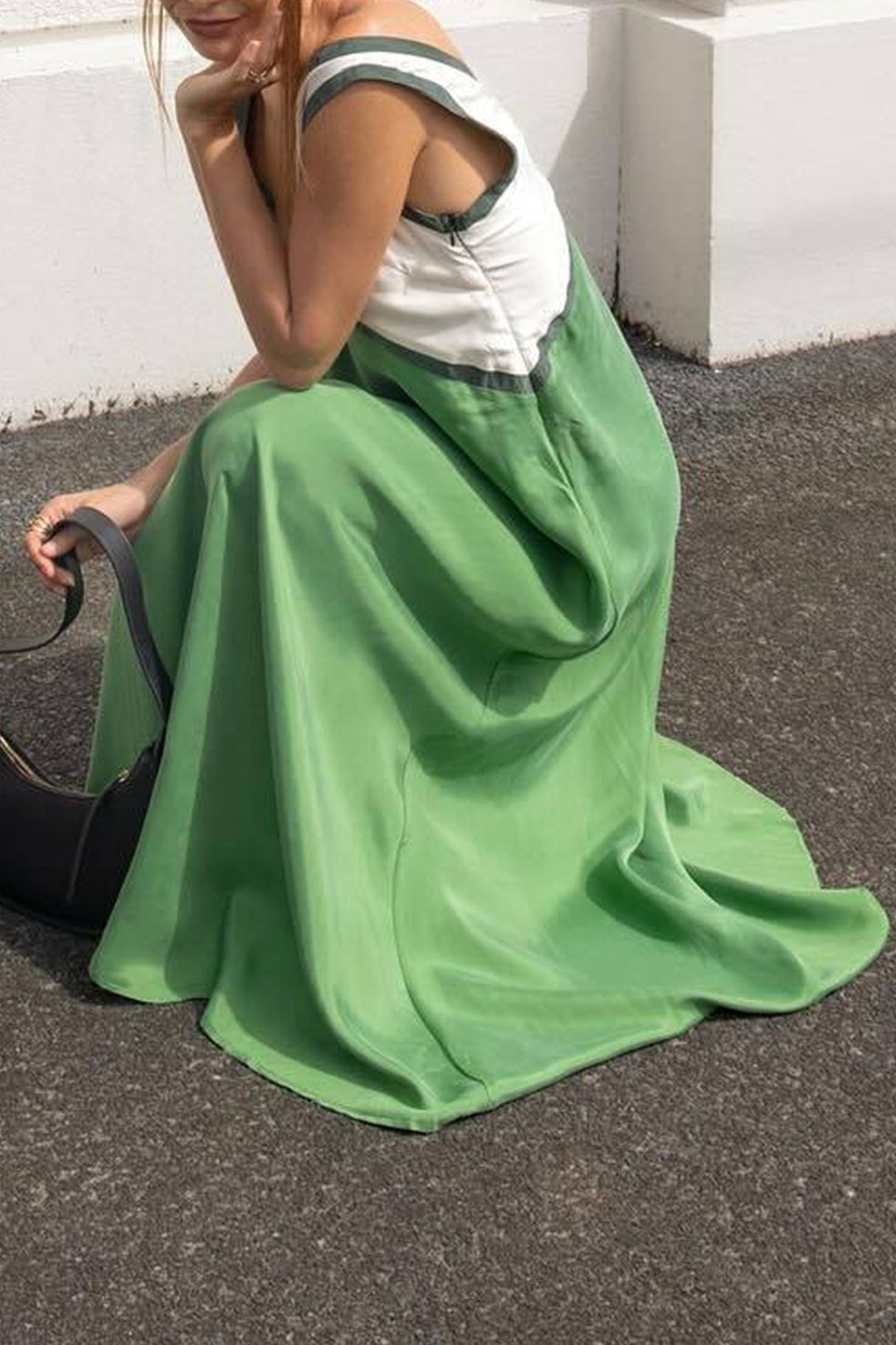 Arolora Contrast V Neck Sleeveless Maxi Dress