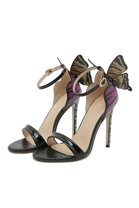 Contrast Butterfly Ankle Strap High Heels