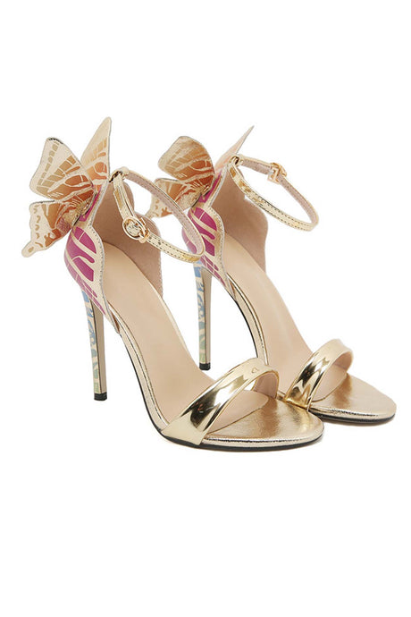 Contrast Butterfly Ankle Strap High Heels