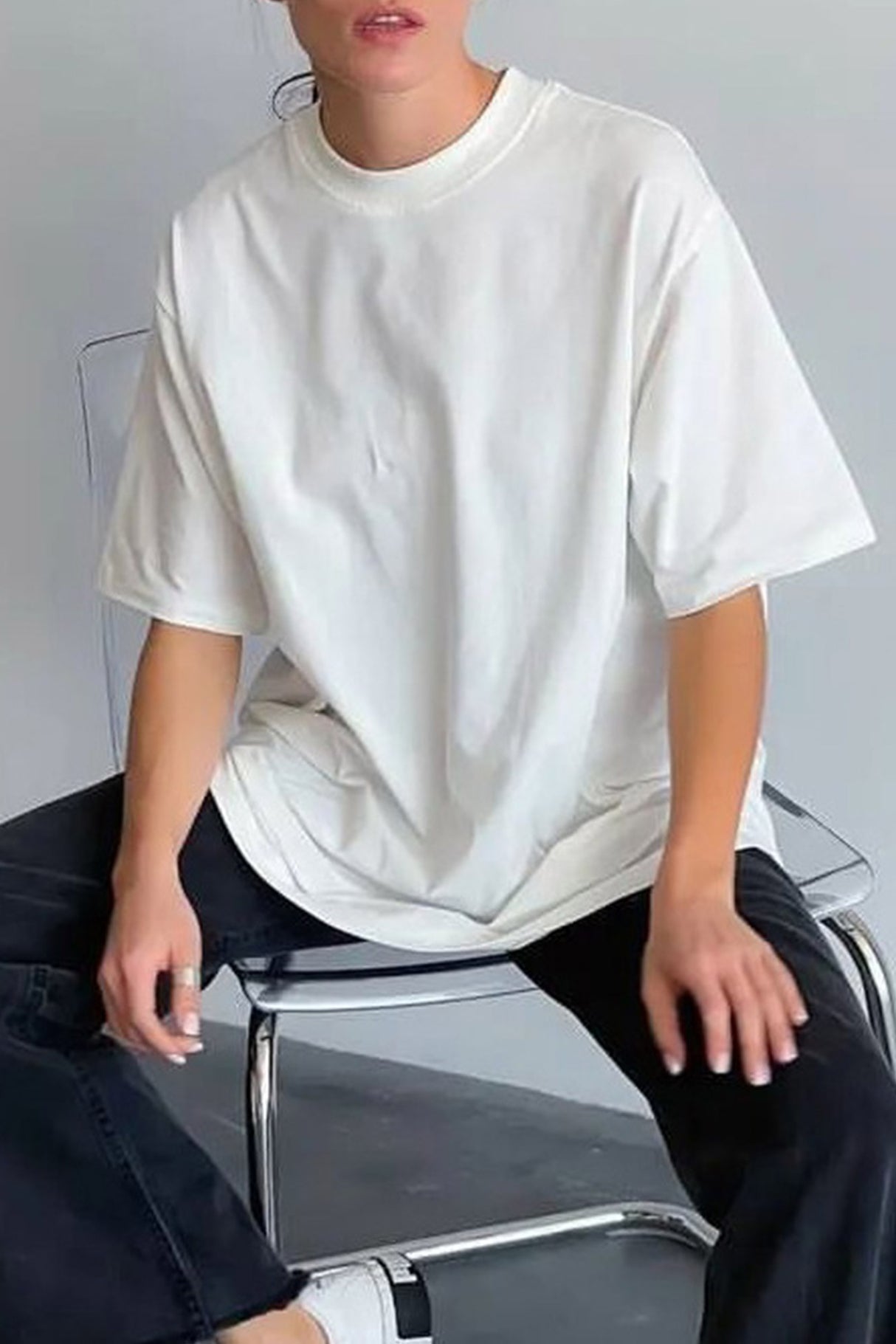 Cotton Solid Loose T-shirt