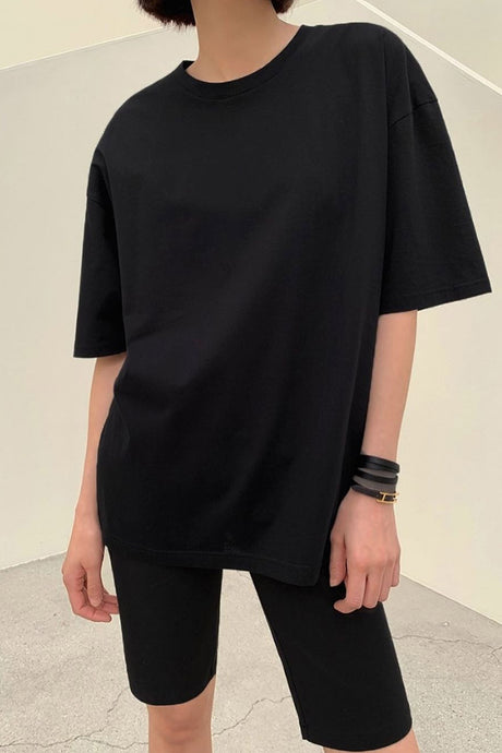 Cotton Solid Loose T-shirt