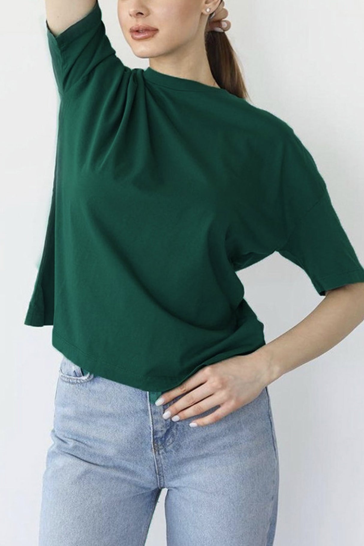 Cotton Solid Loose T-shirt