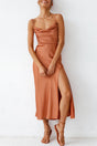 Arolora Cowl Neck Tie-back Slit Cami Dress