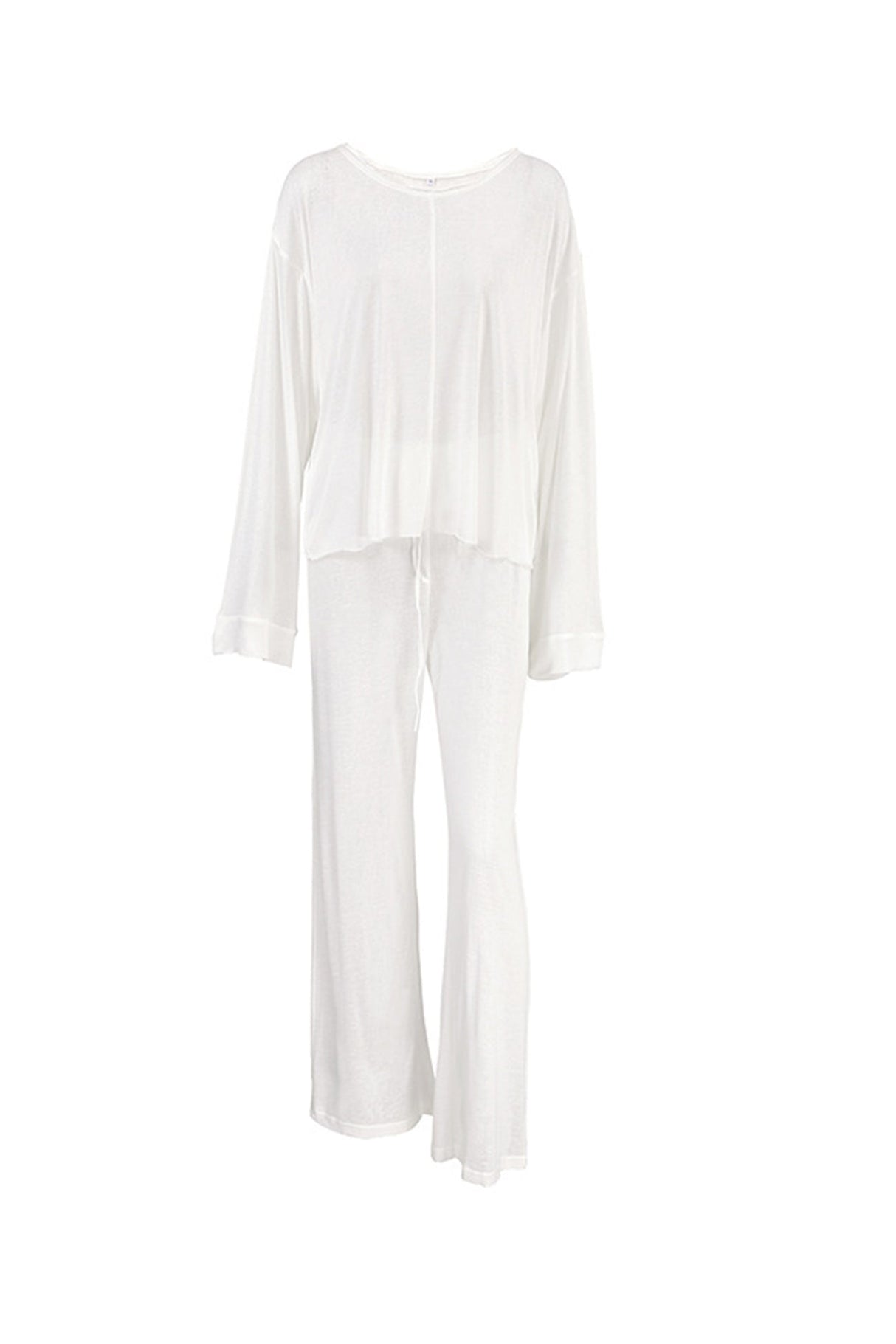 Arolora crew-neck-long-flare-sleeve-loungewear