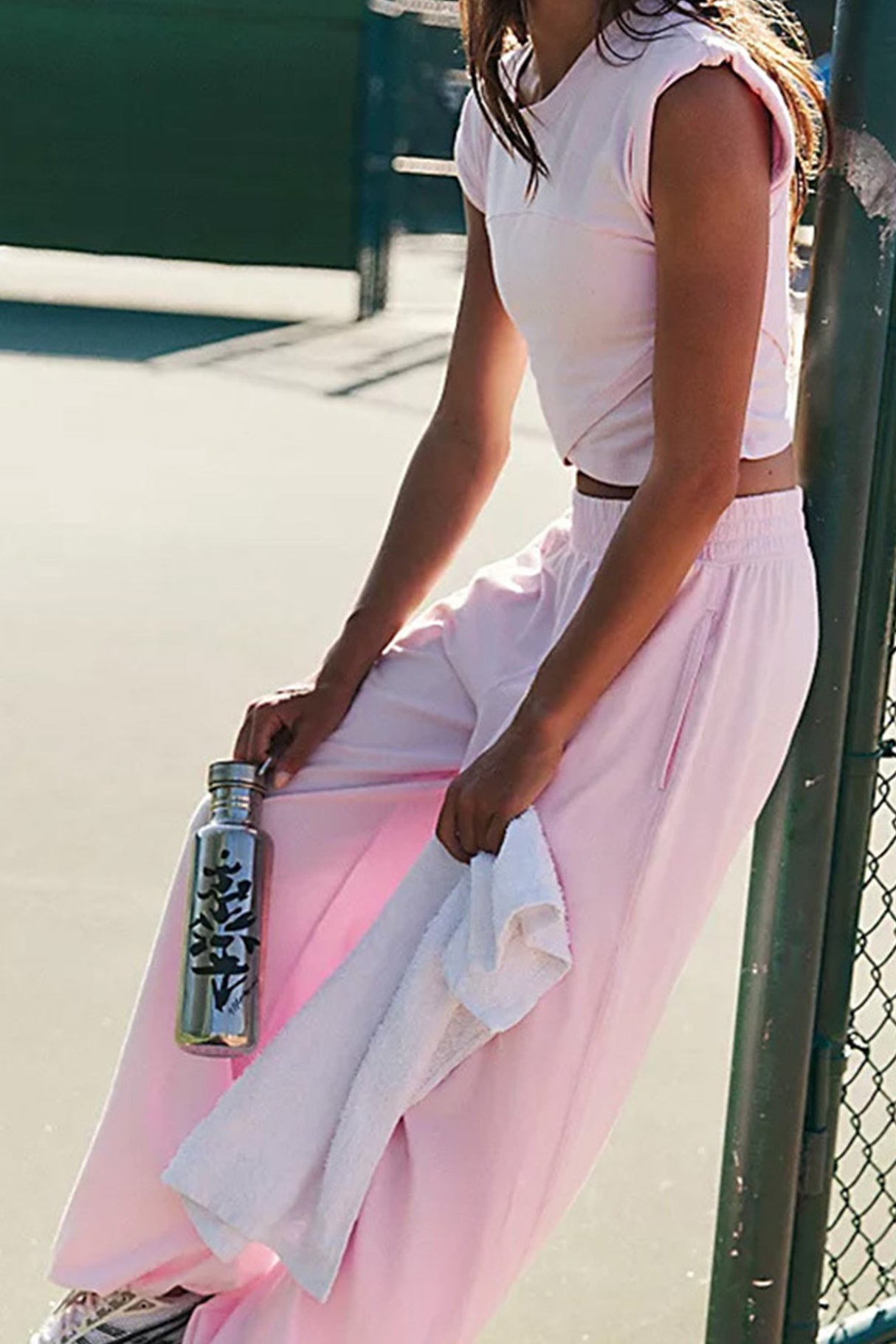 Arolora Crossover Crop Top Two-piece Outfit