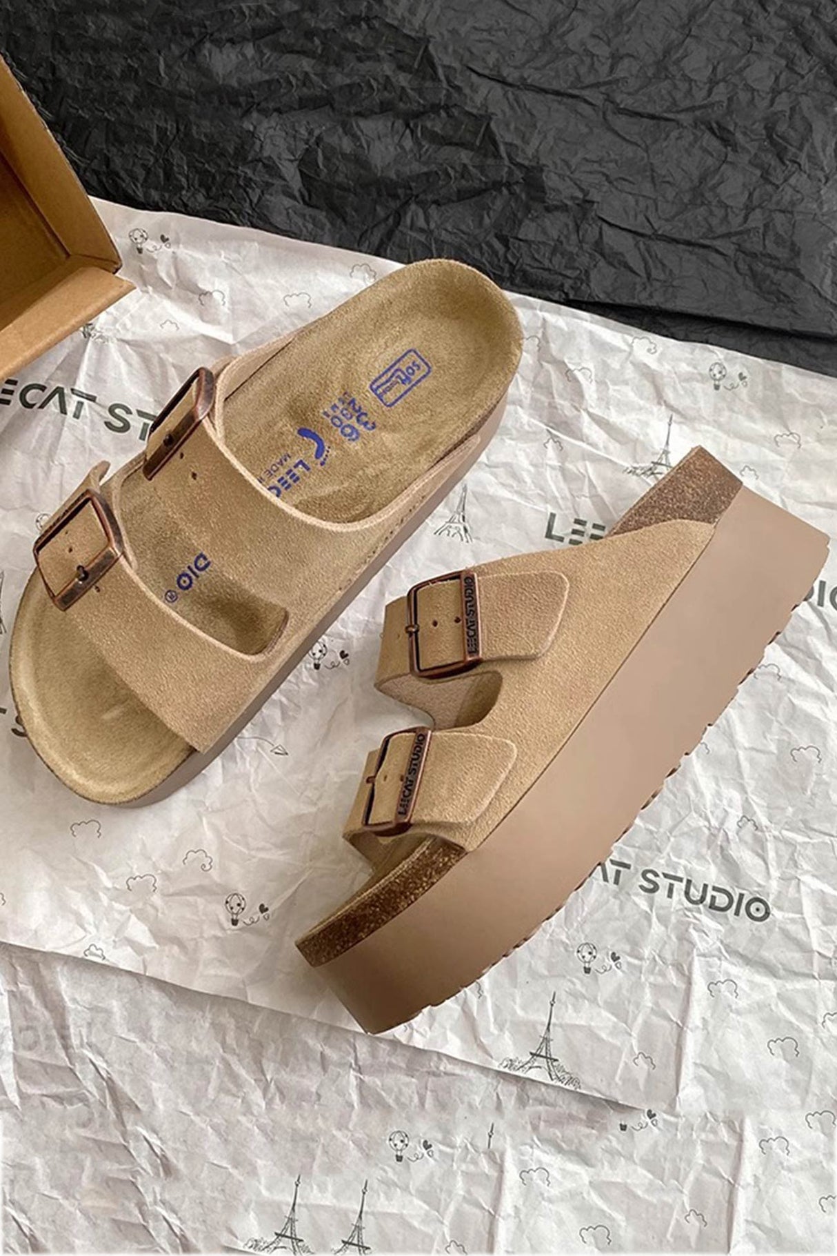 Double Buckle Thick Sandals