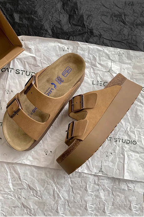 Double Buckle Thick Sandals