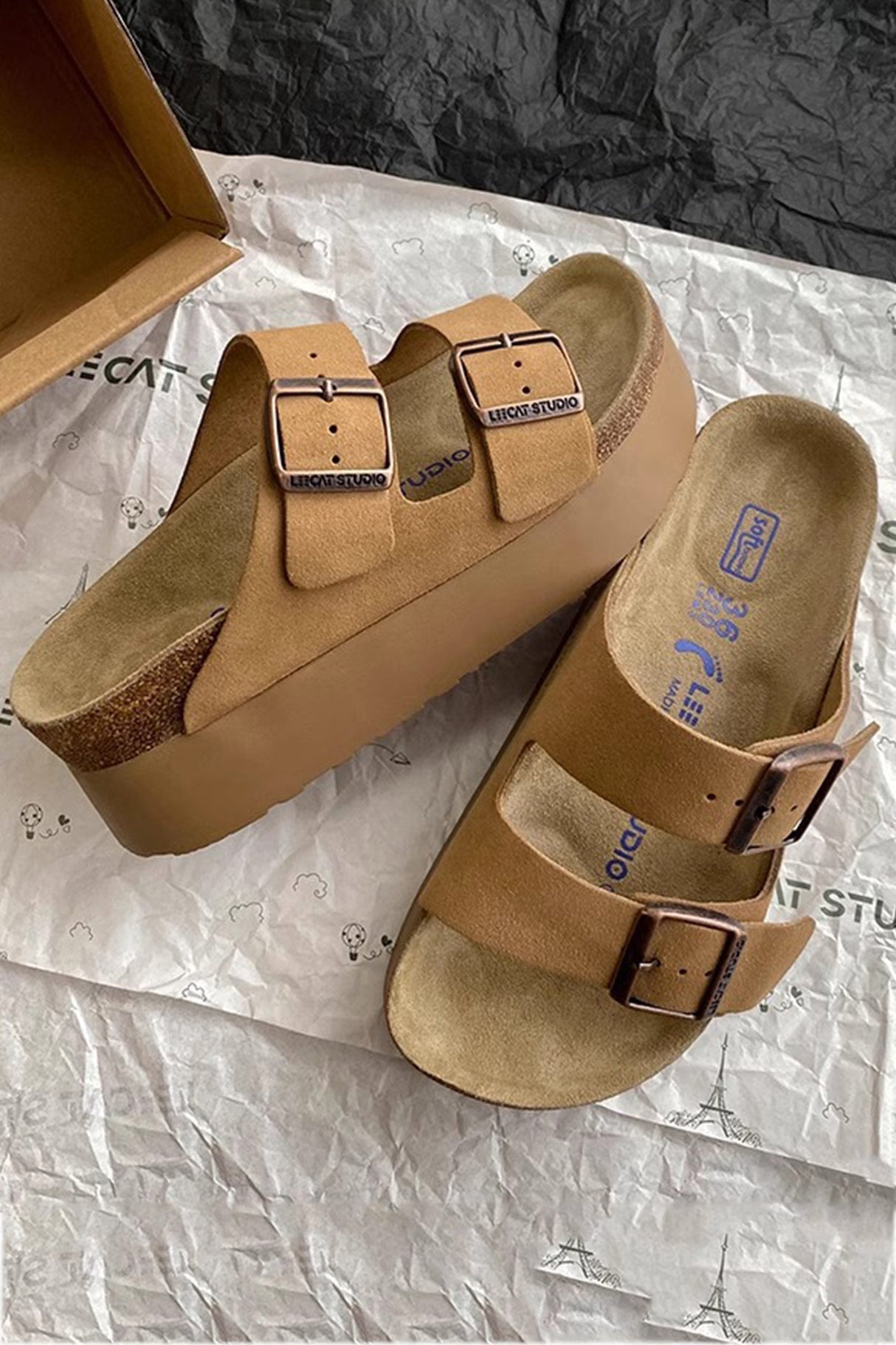 Double Buckle Thick Sandals