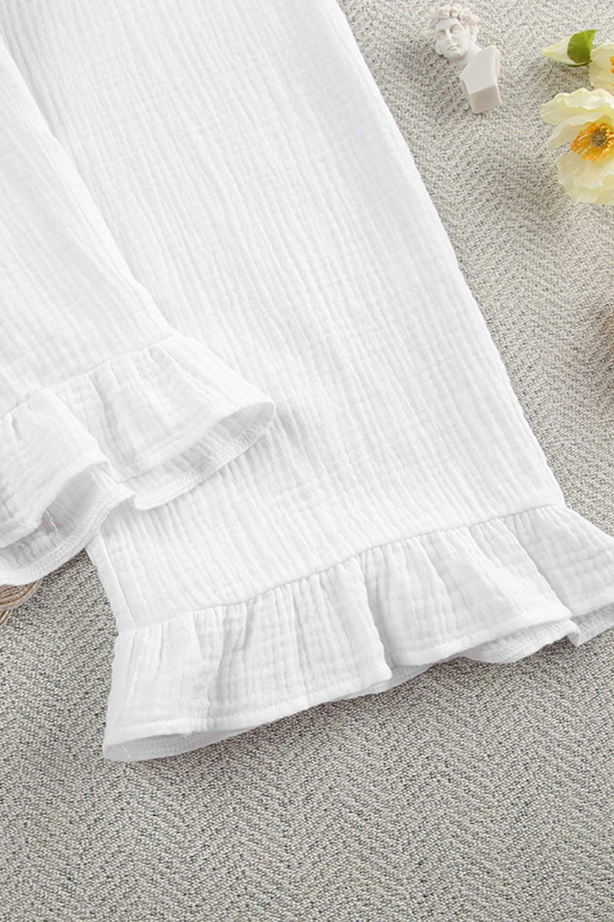 Flare Sleeve Shirt Vest Cotton Three-piece Pants Suits