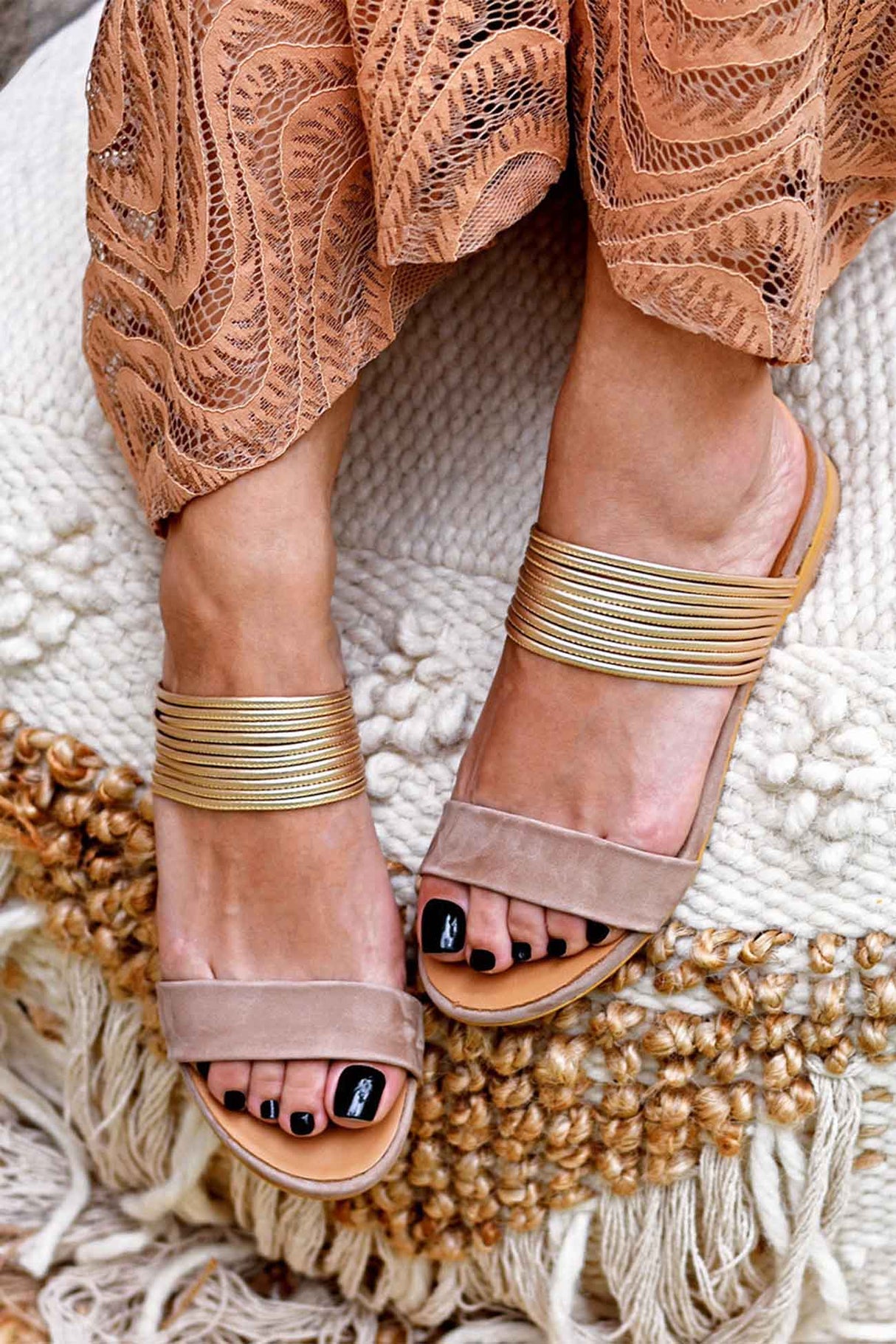 Open Toe Strap Slide Sandals