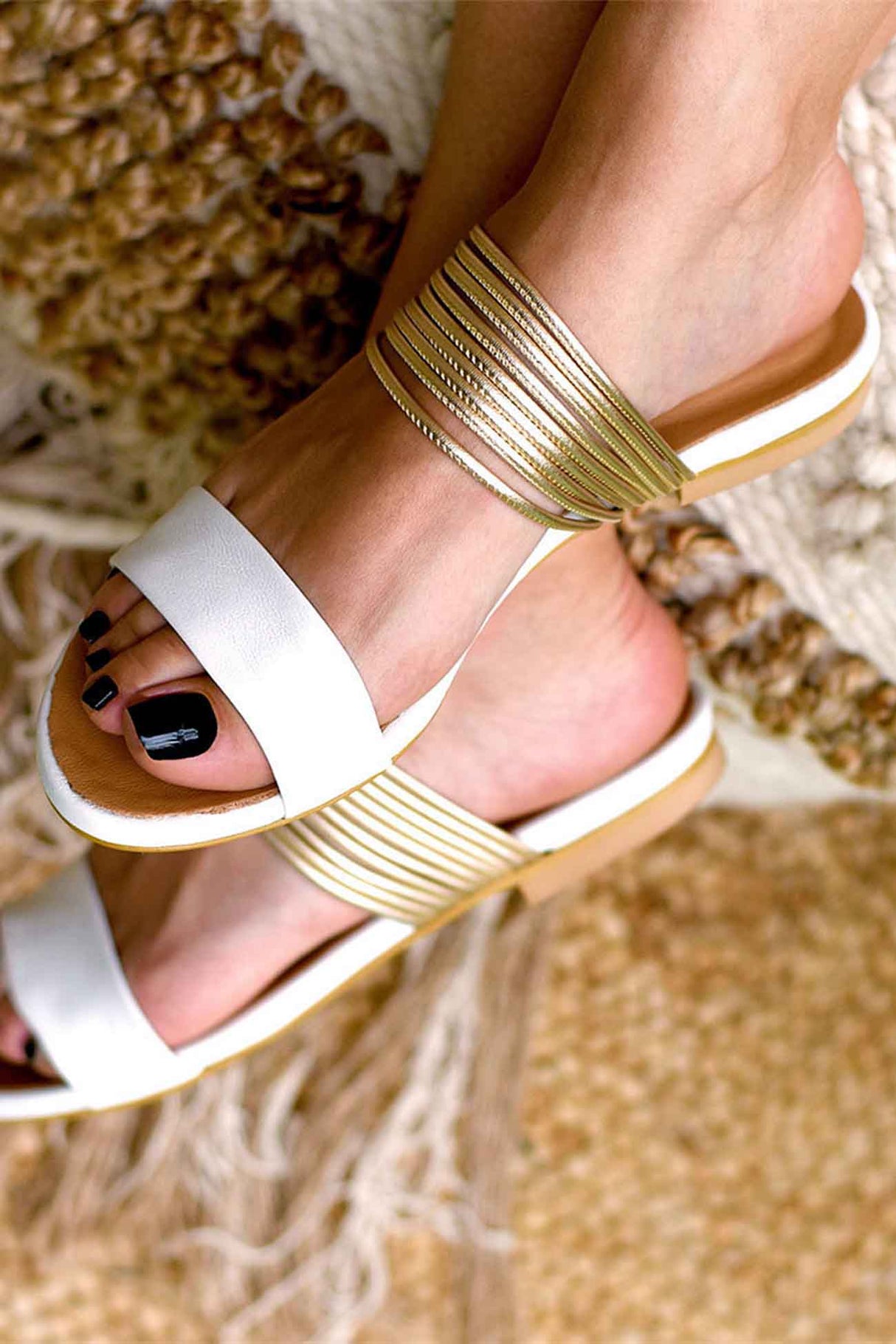 Open Toe Strap Slide Sandals