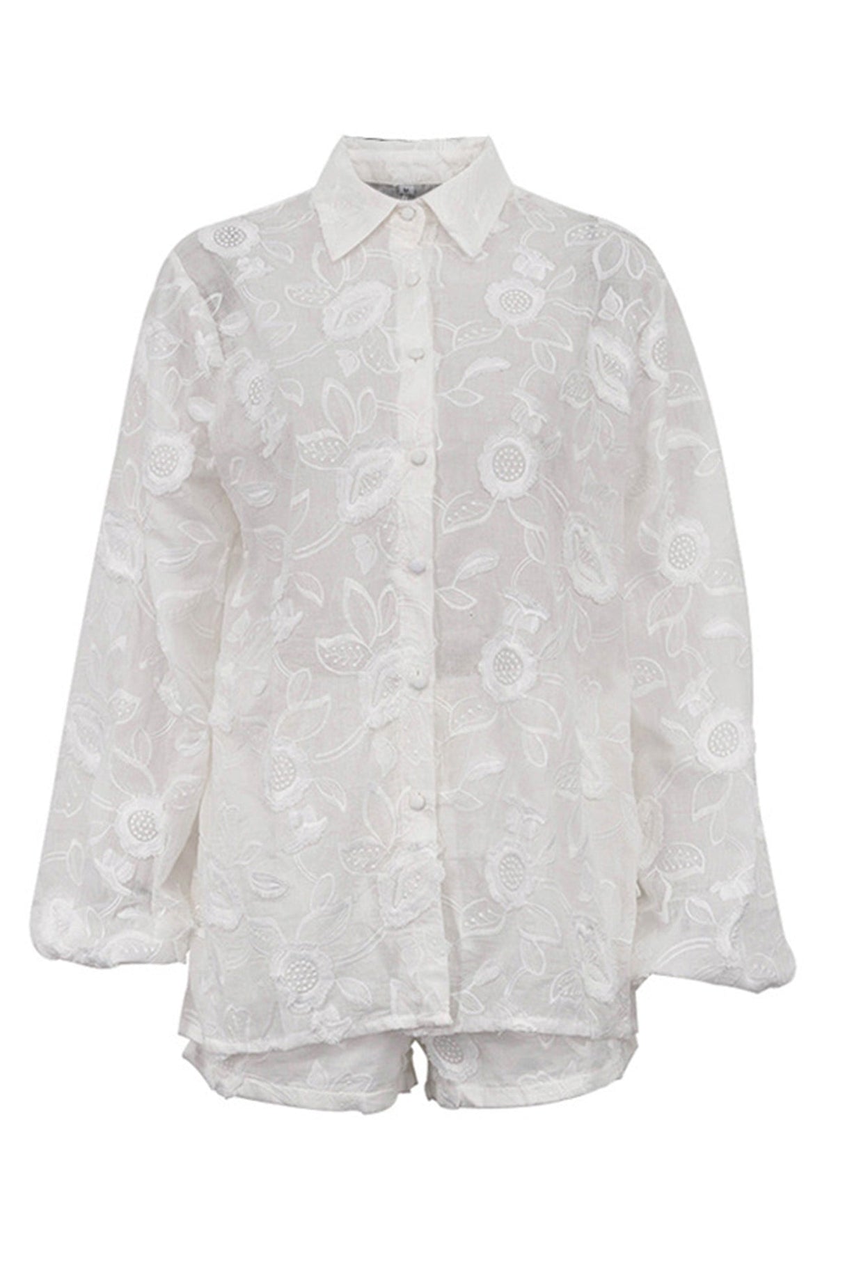 Arolora floral-embroidery-long-sleeve-shirt-suits