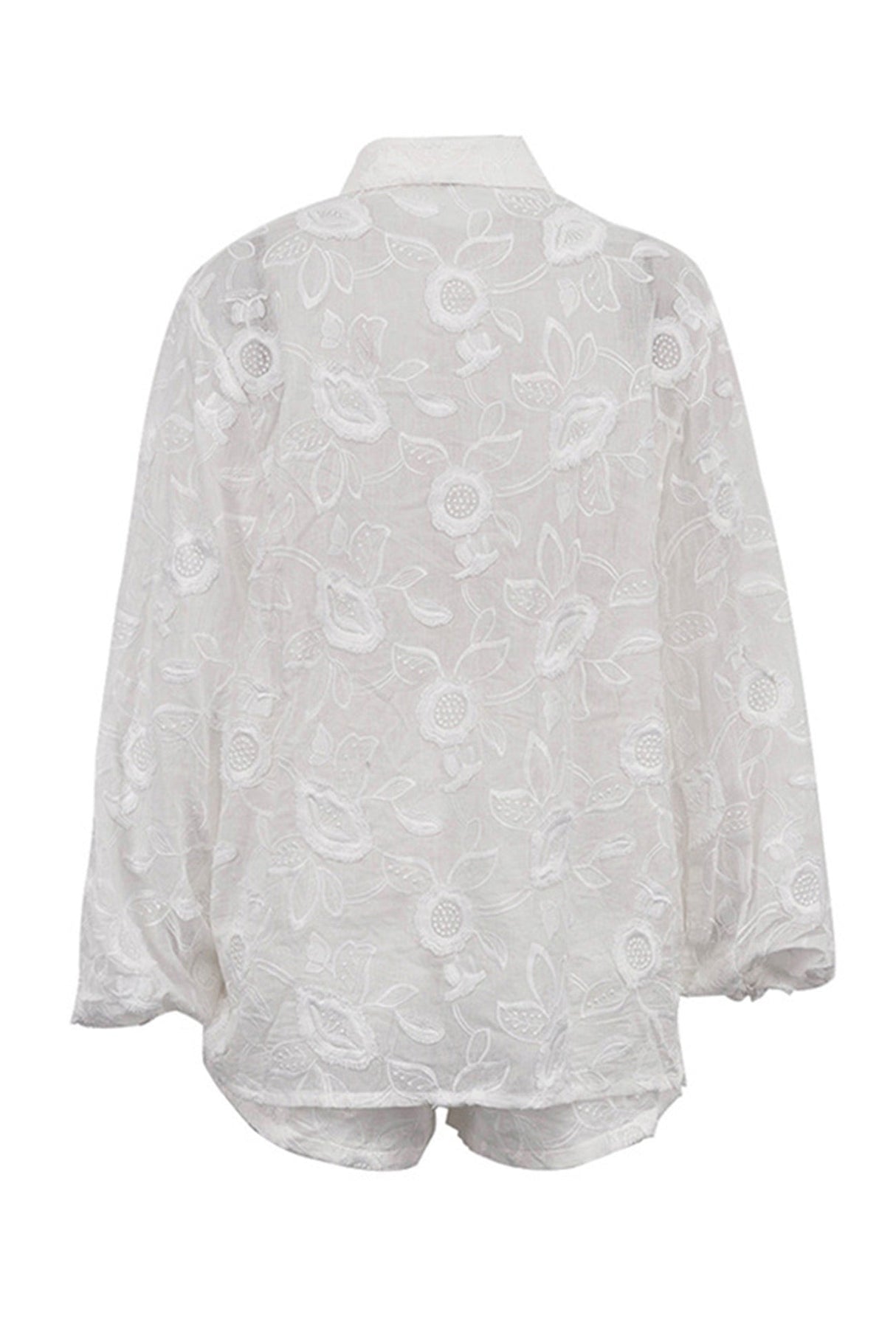 Arolora floral-embroidery-long-sleeve-shirt-suits