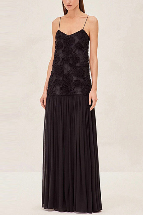 Arolora Floral Jacquard Chiffon Cami Dress
