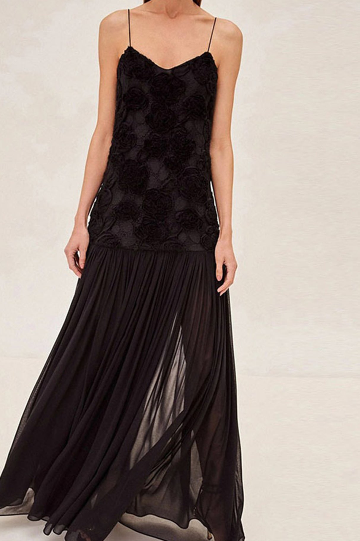 Arolora Floral Jacquard Chiffon Cami Dress