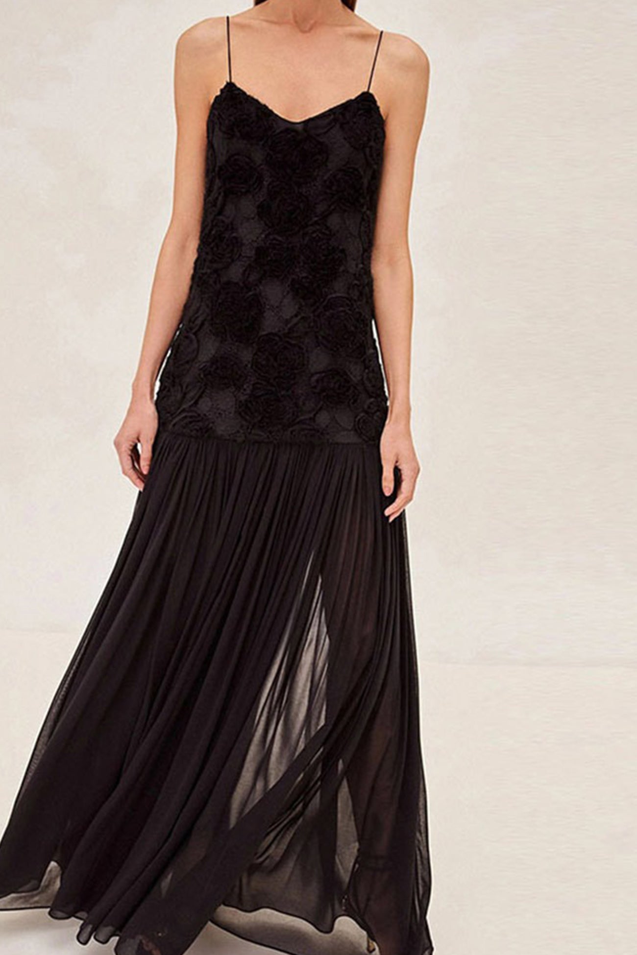 Arolora Floral Jacquard Chiffon Cami Dress