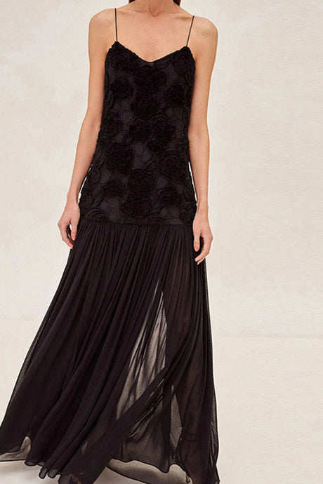 Arolora Floral Jacquard Chiffon Cami Dress