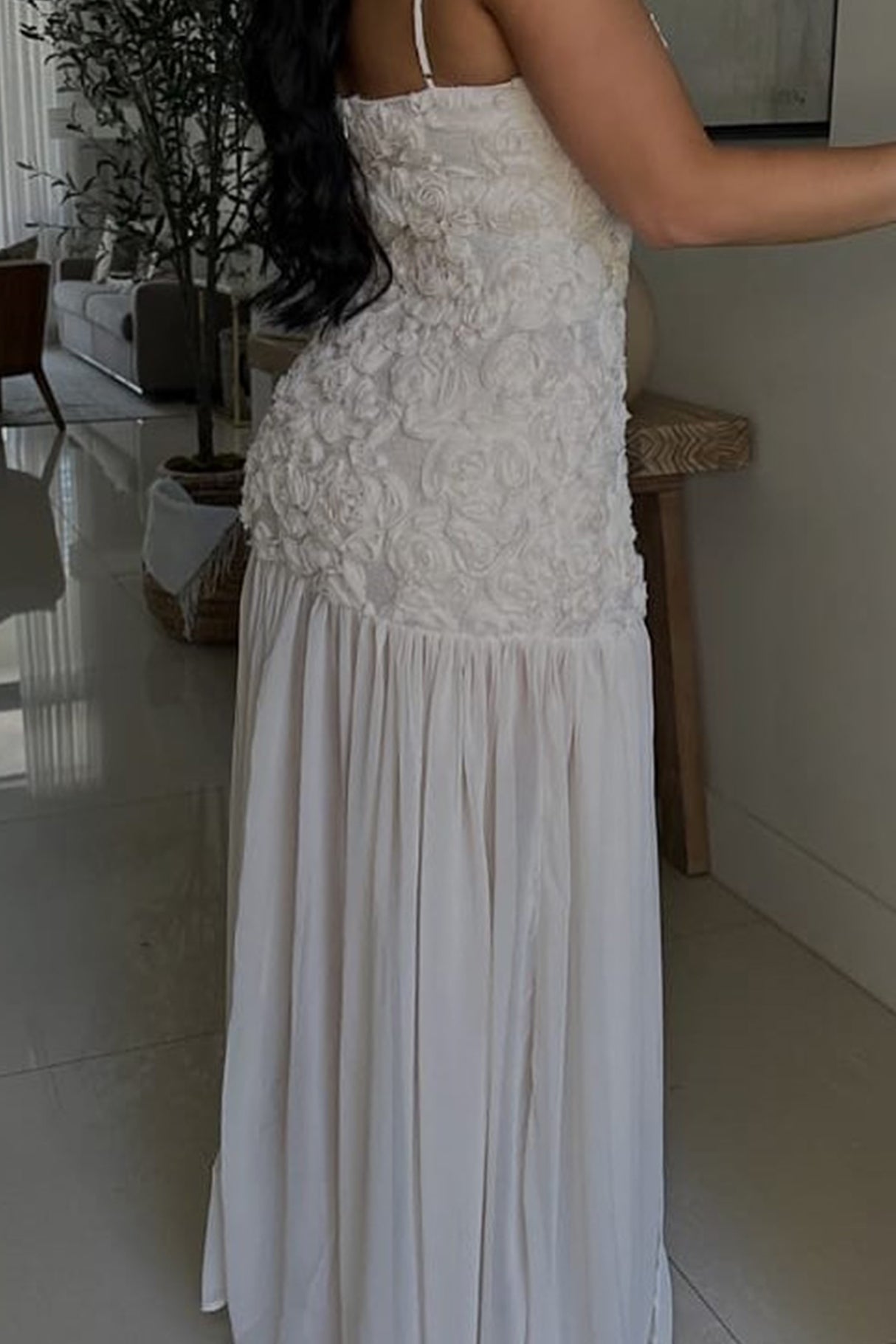 Arolora Floral Jacquard Chiffon Cami Dress