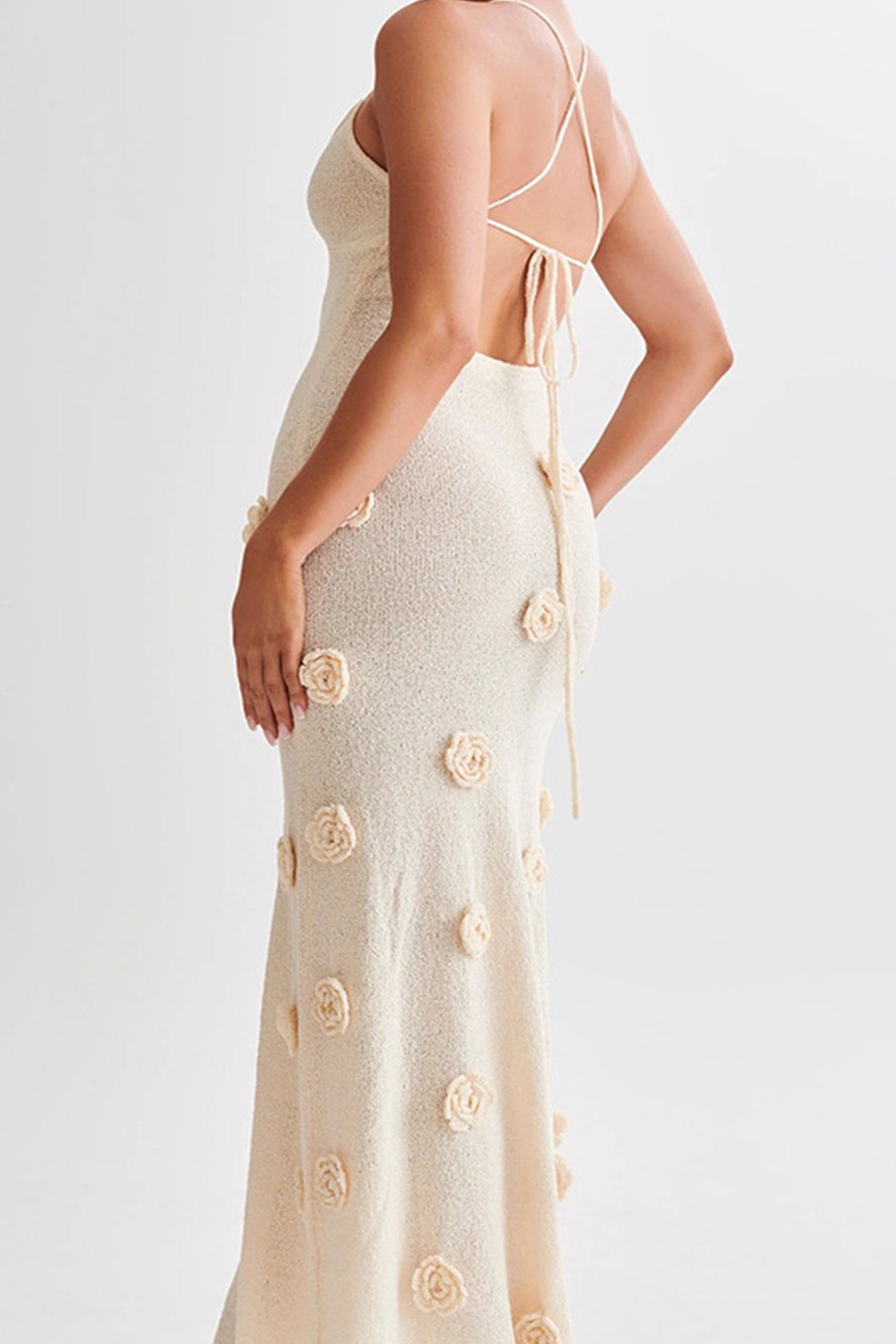 Floral Jacquard Tie-back Knit Cami Dress