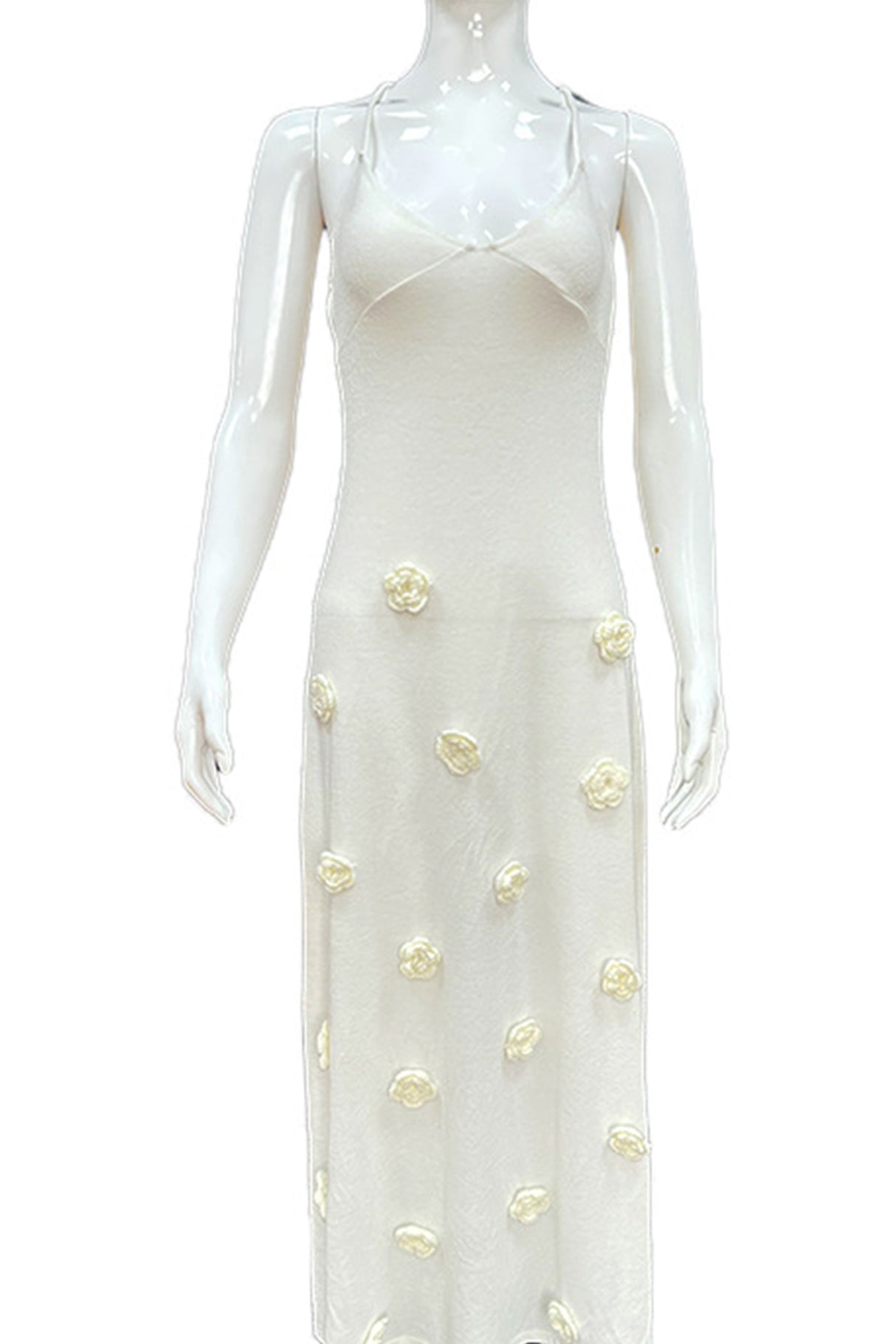 Floral Jacquard Tie-back Knit Cami Dress