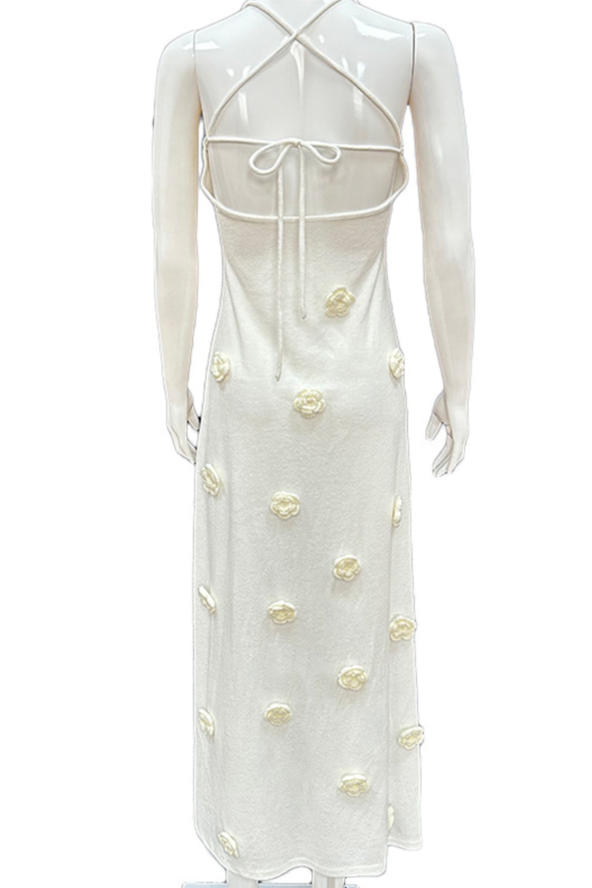 Floral Jacquard Tie-back Knit Cami Dress