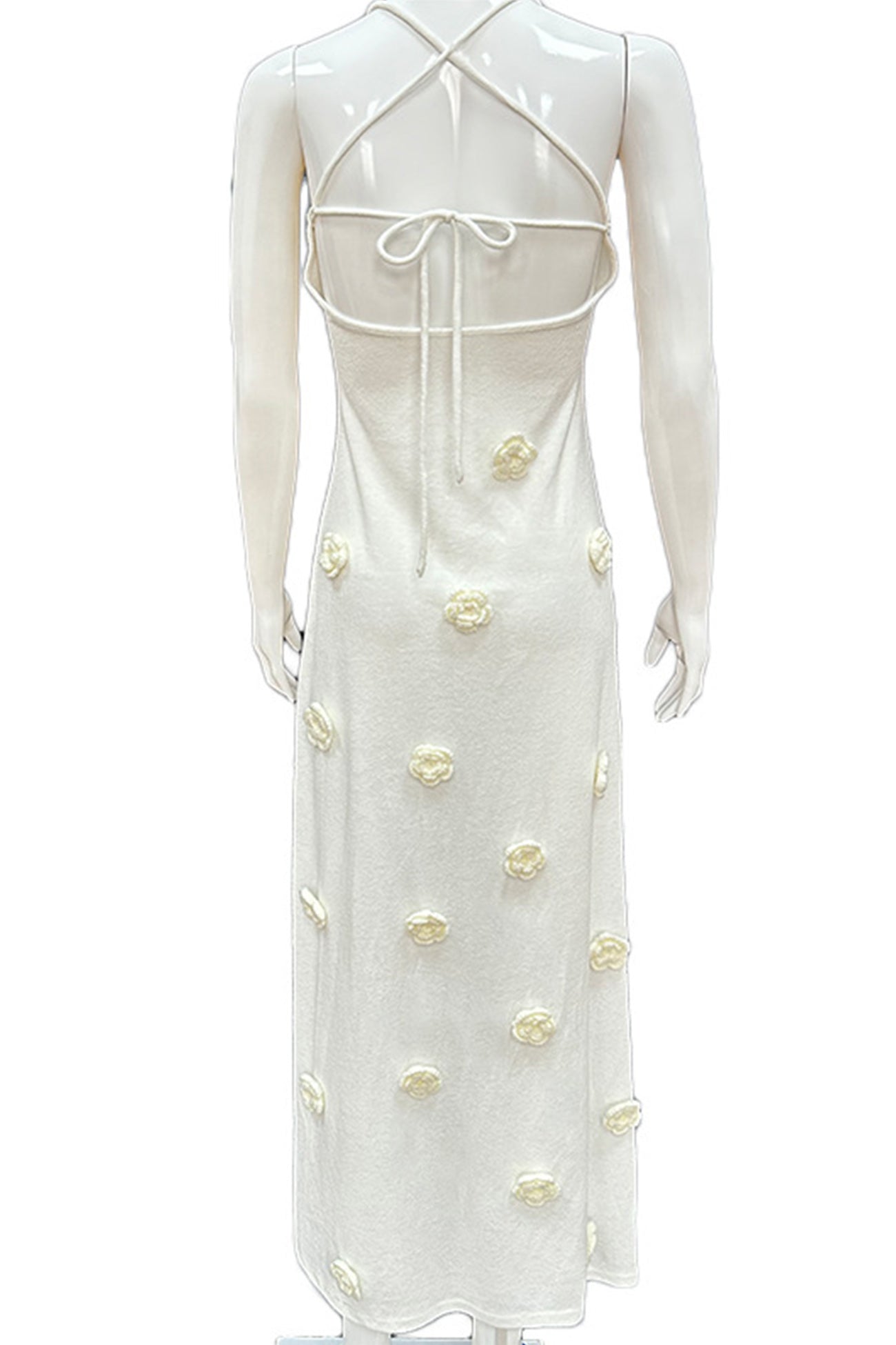 Floral Jacquard Tie-back Knit Cami Dress