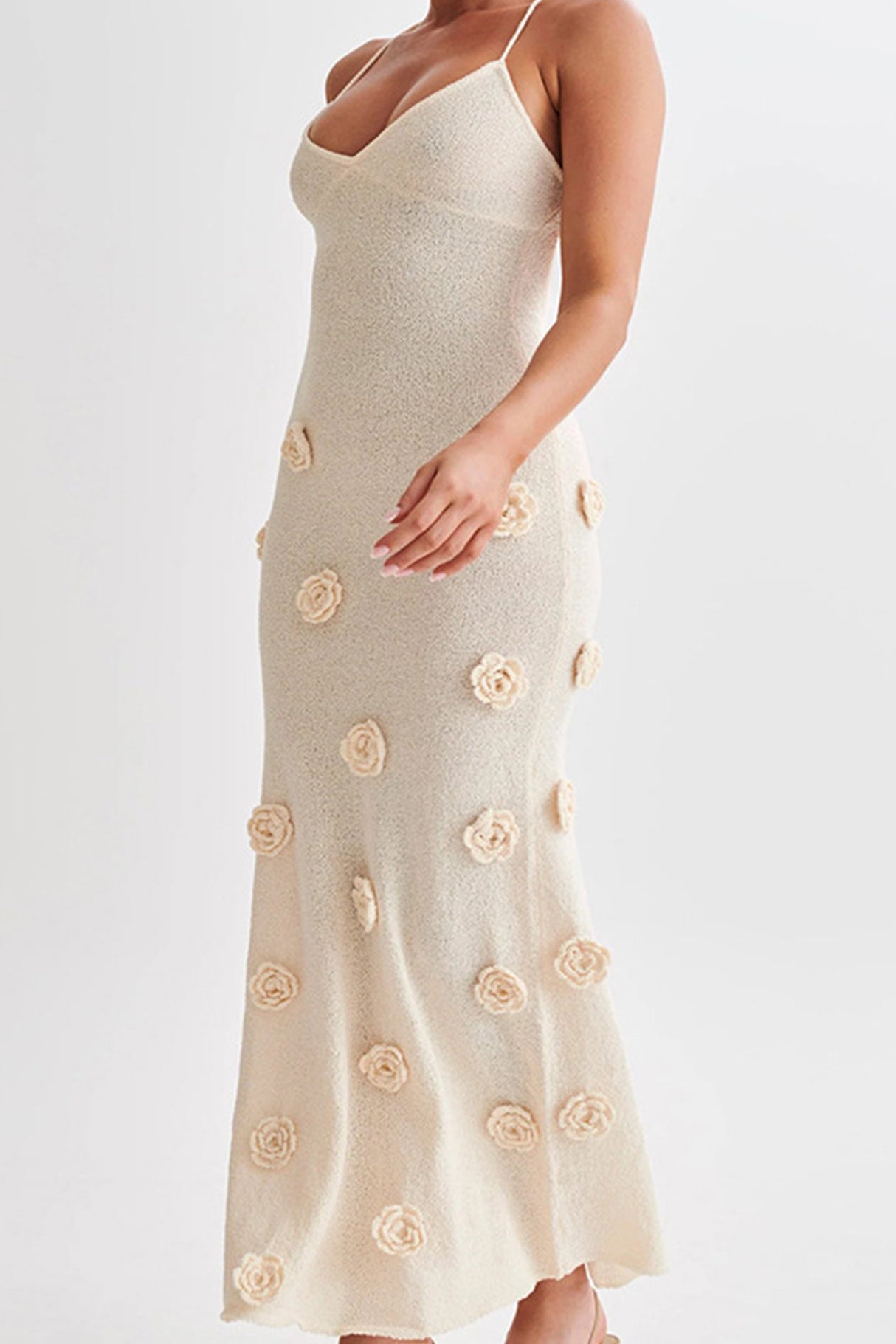 Floral Jacquard Tie-back Knit Cami Dress