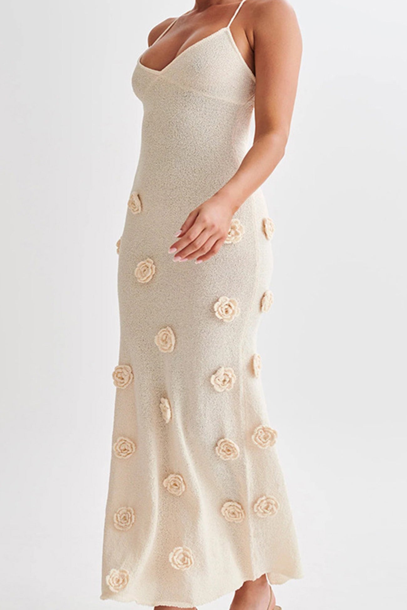 Floral Jacquard Tie-back Knit Cami Dress