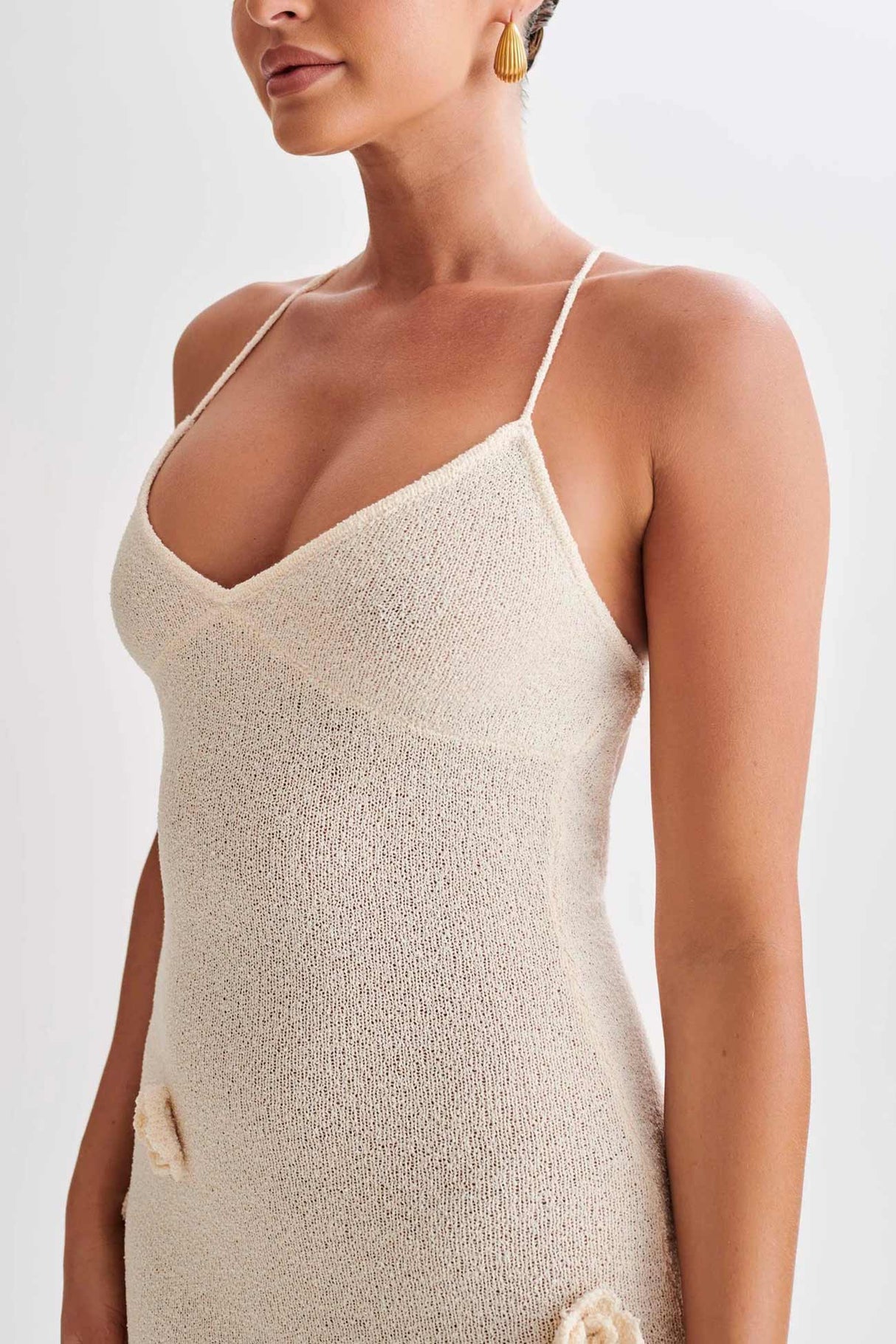 Floral Jacquard Tie-back Knit Cami Dress