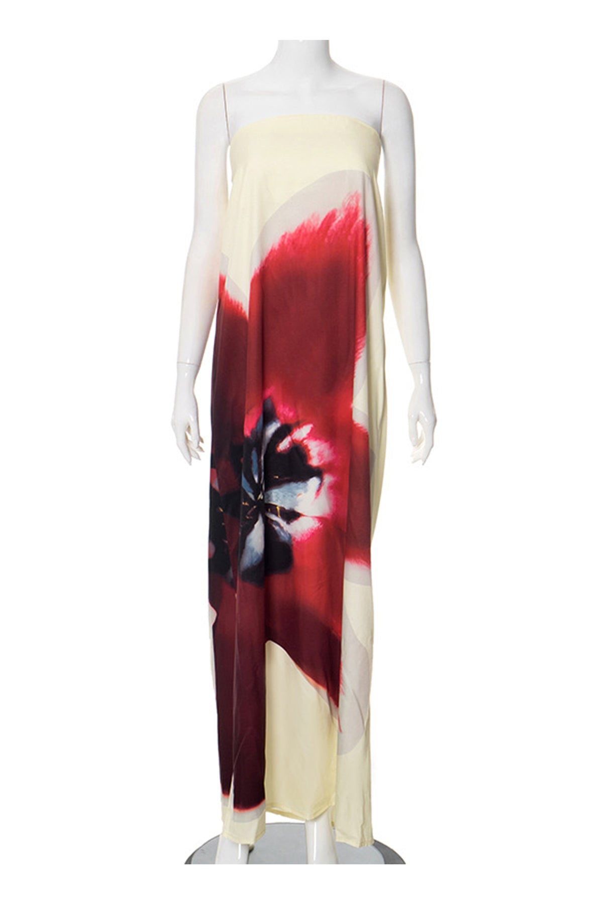 Arolora Floral Print Backless Maxi Dress