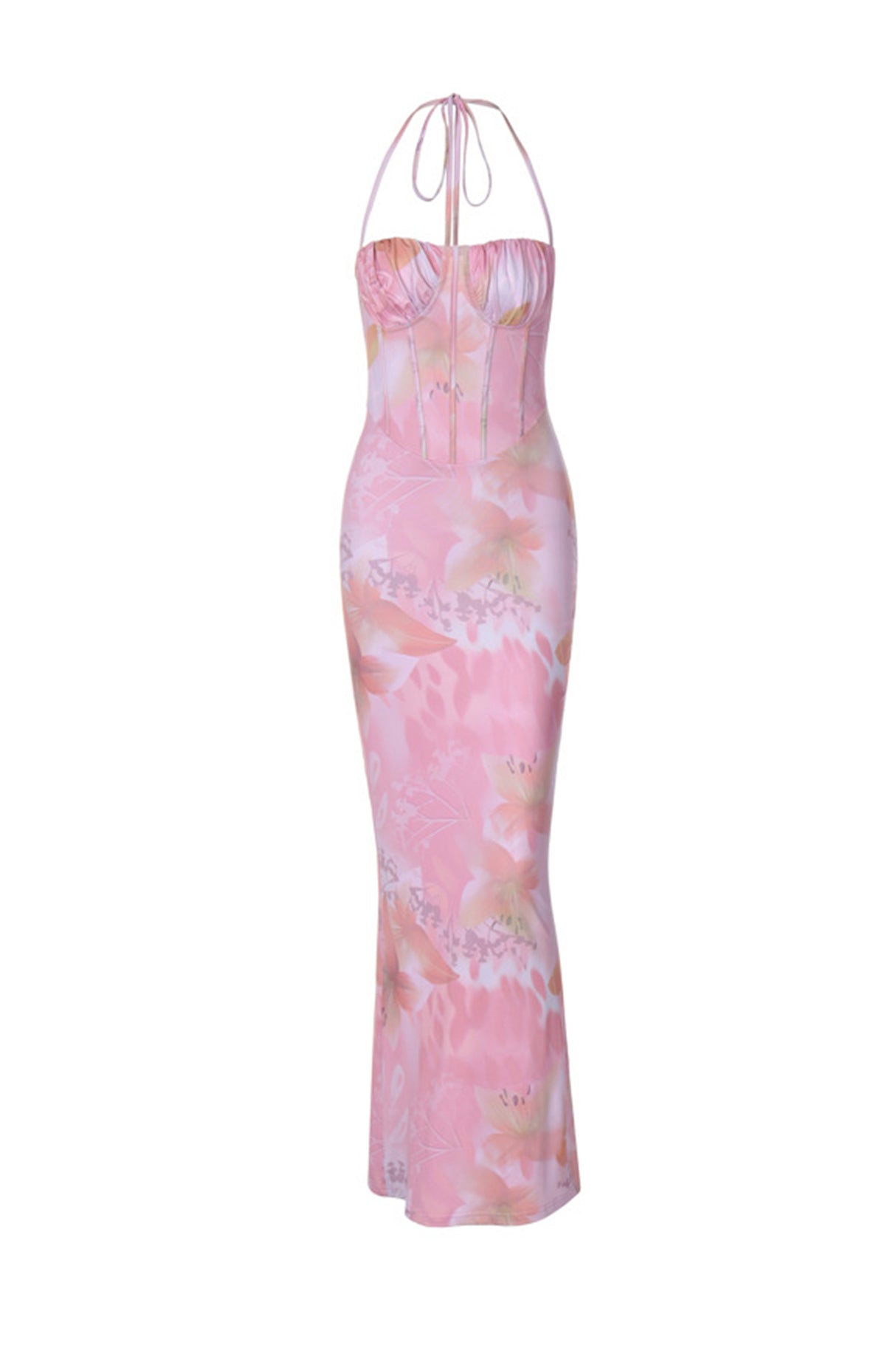 Floral Print Halter Croset Pack Hip Dress